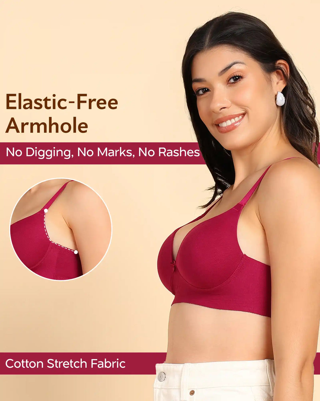 Swanz  Bonded Breathable Cotton Push-Up 3/4-Coverage Maximiser Bra (Level 2 Padding) (SB-97015)