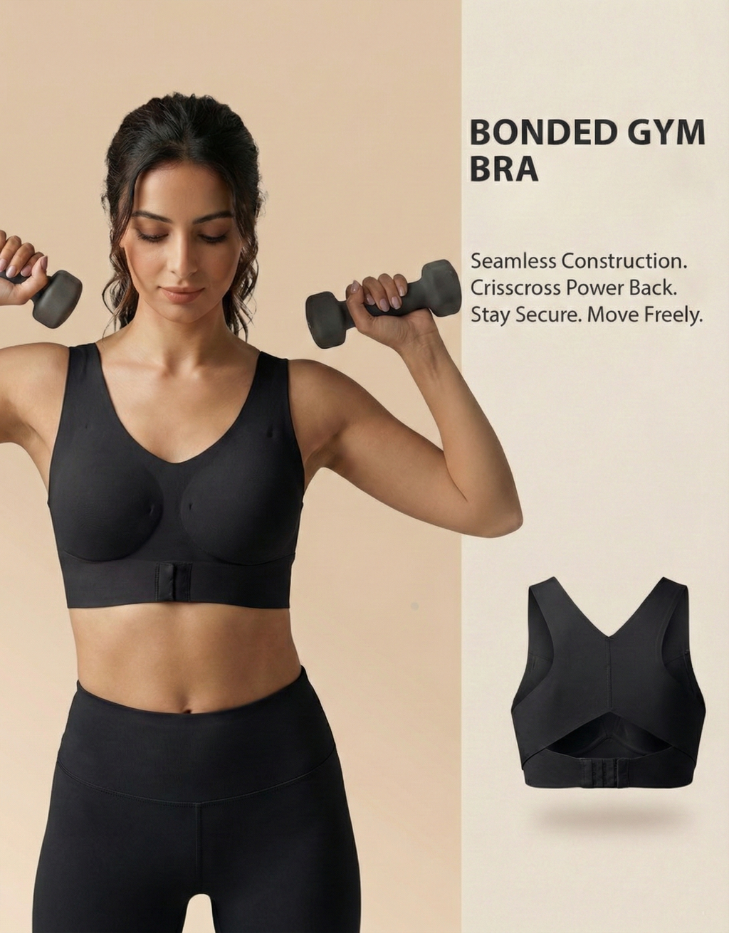Bonded Gym Bra with Crisscross Back | Padded | Breathable Cotton  (SB-997)