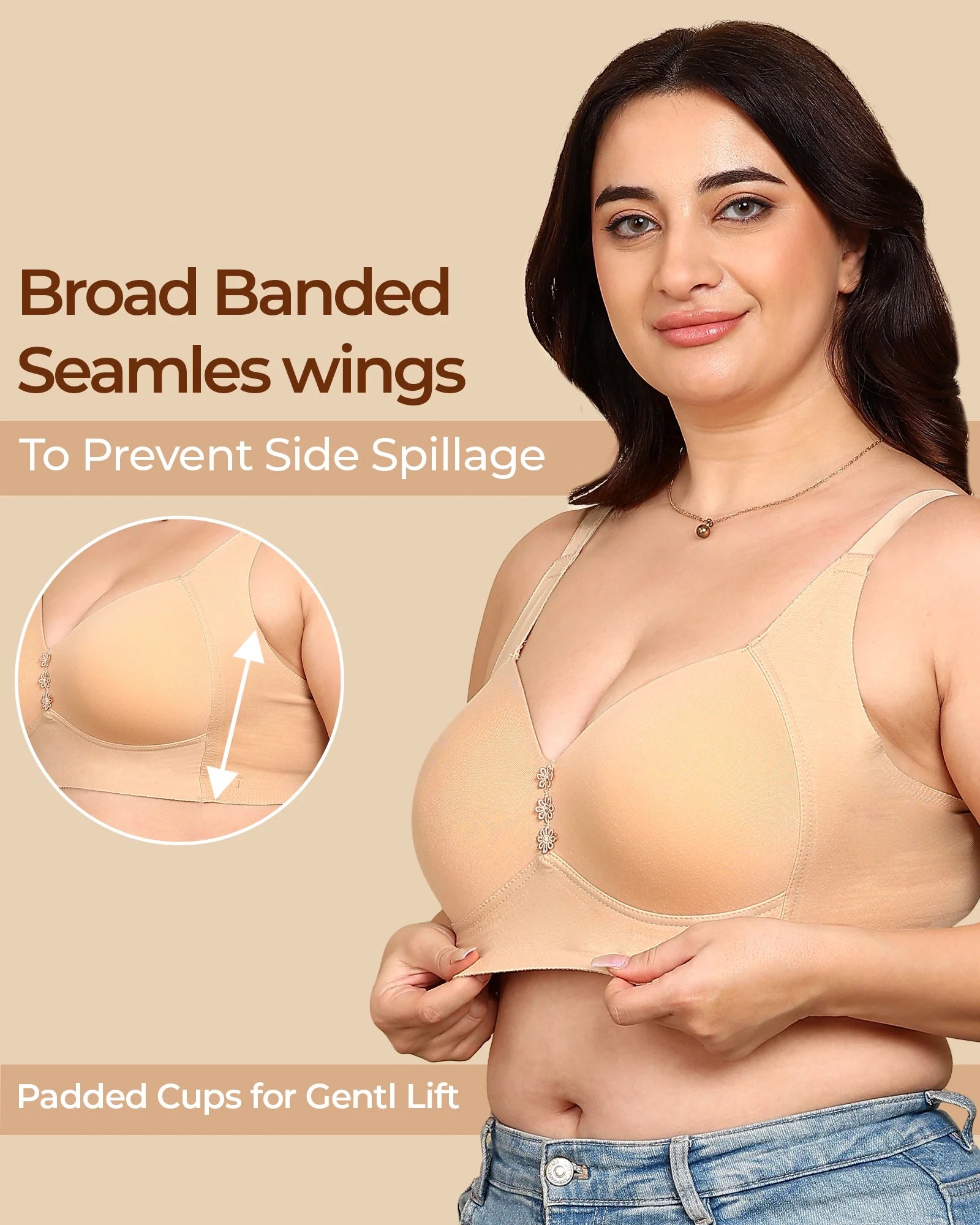 Swanz  Bonded Breathable Cotton Plus-Size Padded M-Frame Minimiser (SB-9203)