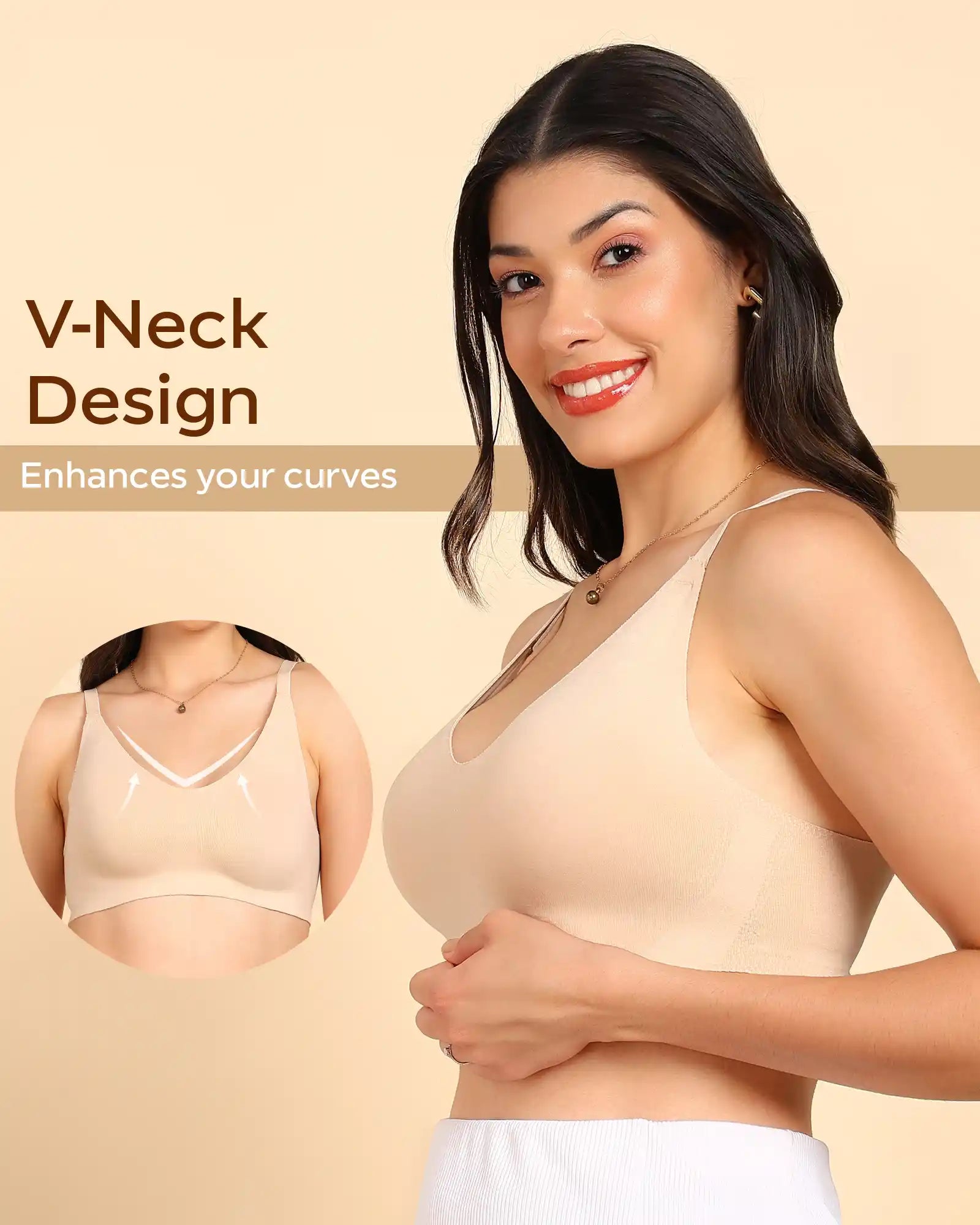 Swanz  Bonded Breathable Cotton Non-Padded Full-Coverage Bra with Hidden Concealer (SB-935-Skin)