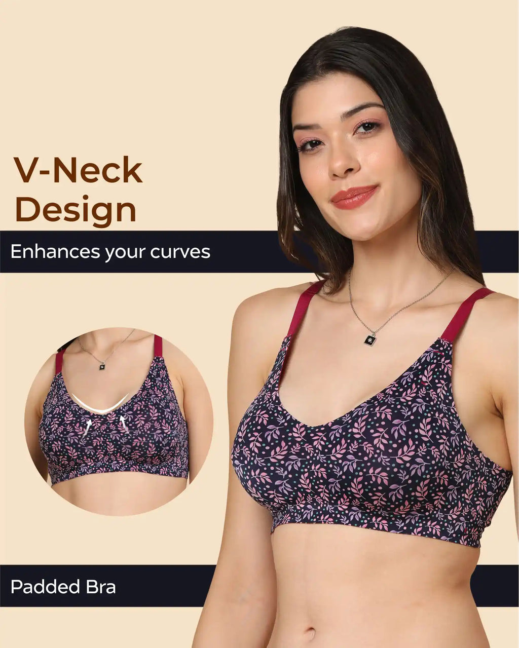 Swanz  Bonded Printed Full-Coverage Padded Bra (SB-6826 PR)