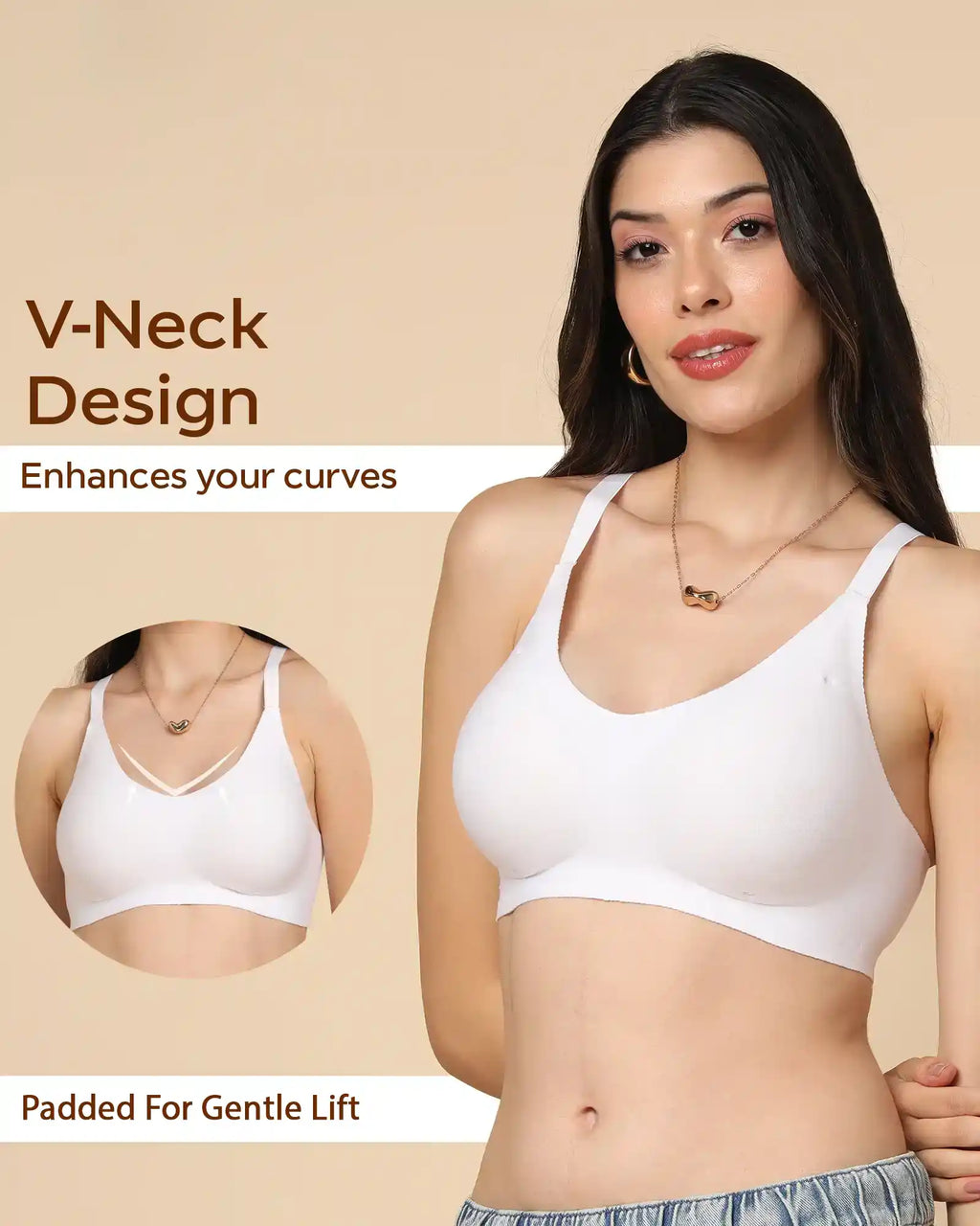 Swanz  Bonded Breathable Cotton Padded Full-Coverage Bra (SB-938-White)