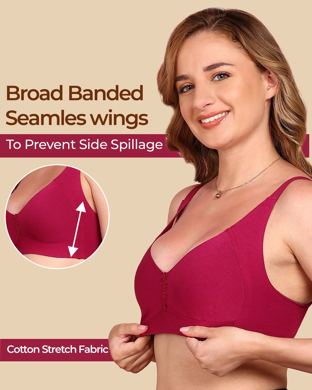 Swanz  Bonded Breathable Cotton Plus-Size Non-Padded M-Frame Minimiser with Hidden Concealer (SB-9303)