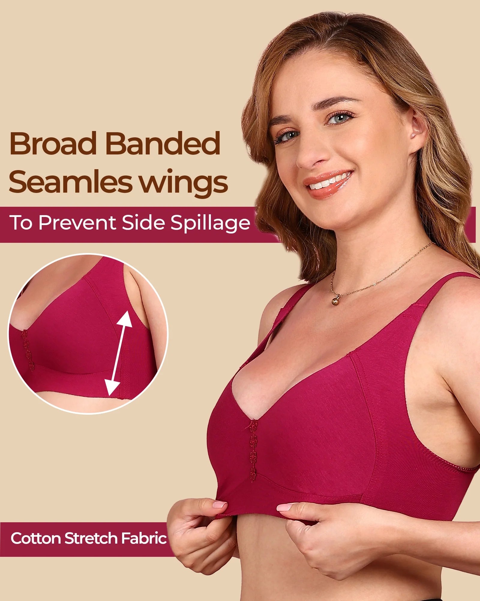 Swanz  Bonded Breathable Cotton Plus-Size Non-Padded M-Frame Minimiser with Hidden Concealer (SB-9303)