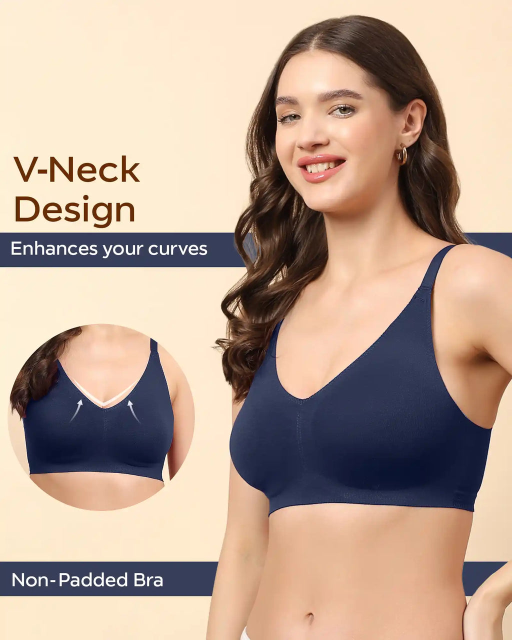 Swanz  Bonded Breathable Cotton Non-Padded Full-Coverage Bra with Hidden Concealer (SB-935)