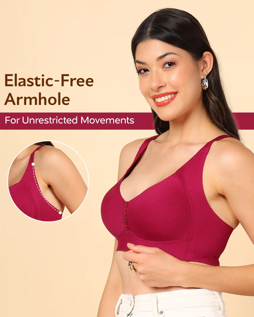 Swanz  Bonded Breathable Cotton Plus-Size Non-Padded M-Frame Minimiser with Hidden Concealer (SB-9303)