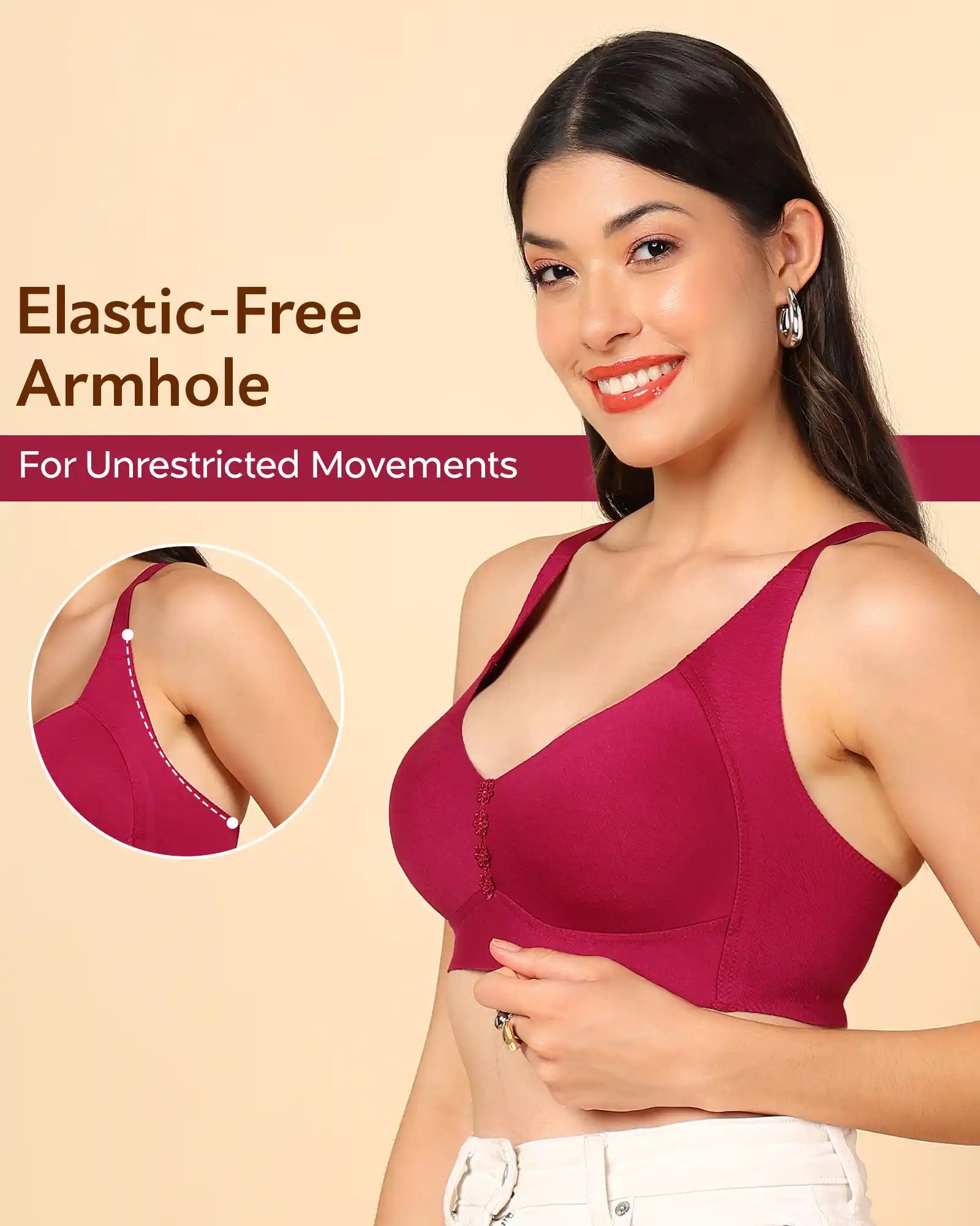 Swanz  Bonded Breathable Cotton Plus-Size Non-Padded M-Frame Minimiser with Hidden Concealer (SB-9303)