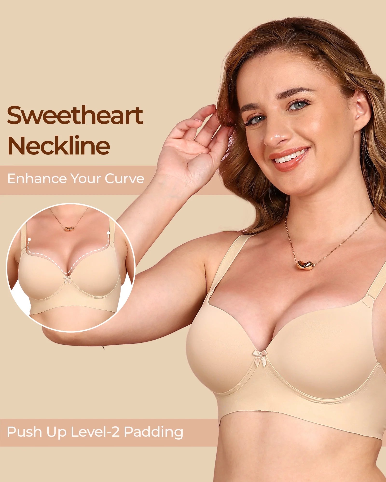 Swanz  Bonded Polyamide Push-Up 3/4 Coverage Maximiser Bra (Level 2 Padding) (SB-95107)