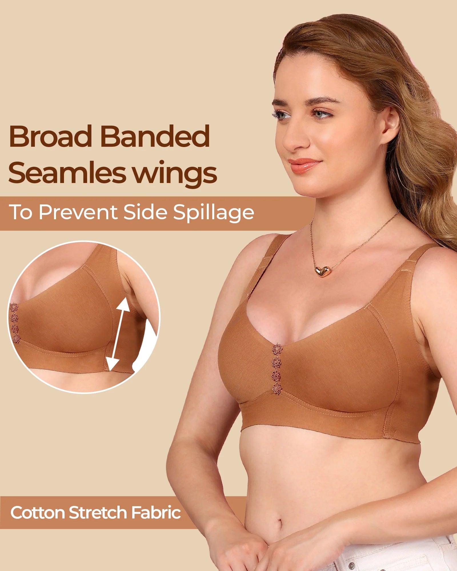 Swanz  Bonded Breathable Cotton Plus-Size Non-Padded M-Frame Minimiser with Hidden Concealer (SB-9303)
