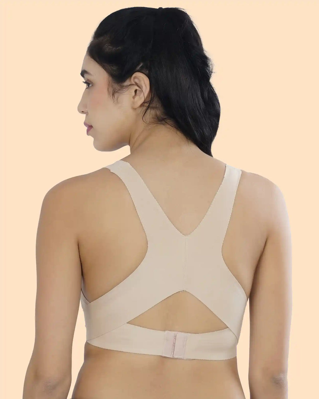 Bonded Gym Bra with Crisscross Back | Padded | Soft Polyamide (TW-SB-987-SKIN)