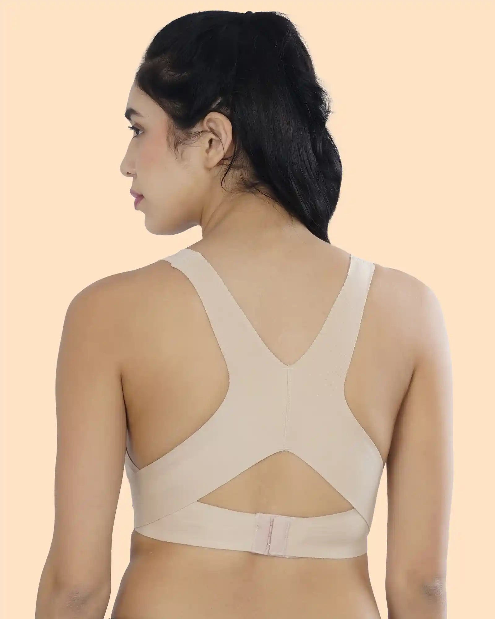 Bonded Gym Bra with Crisscross Back | Padded | Soft Polyamide (TW-SB-987-SKIN)