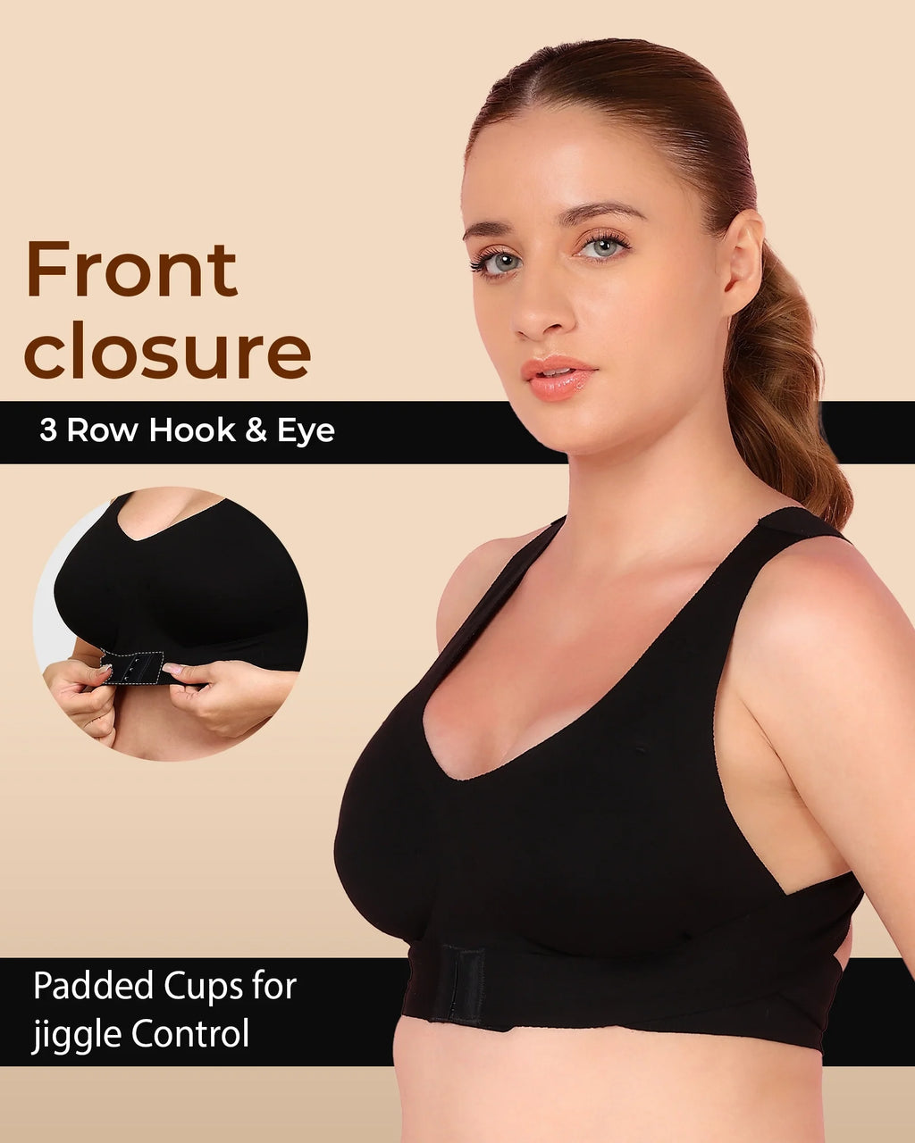 Swanz  Bonded Breathable Cotton Padded Gym Bra with Posture Support (TW-SB-997)