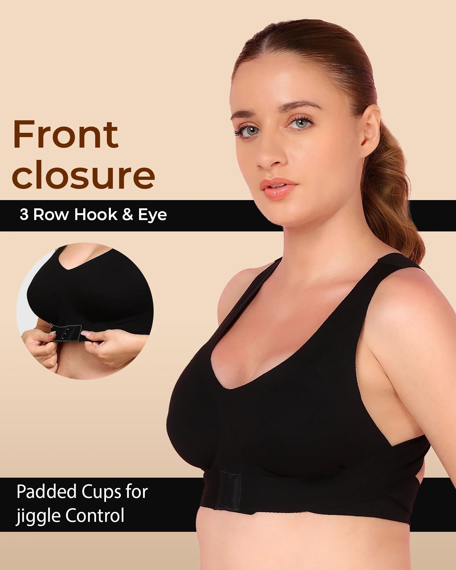 Swanz  Bonded Breathable Cotton Padded Gym Bra with Posture Support (TW-SB-997)