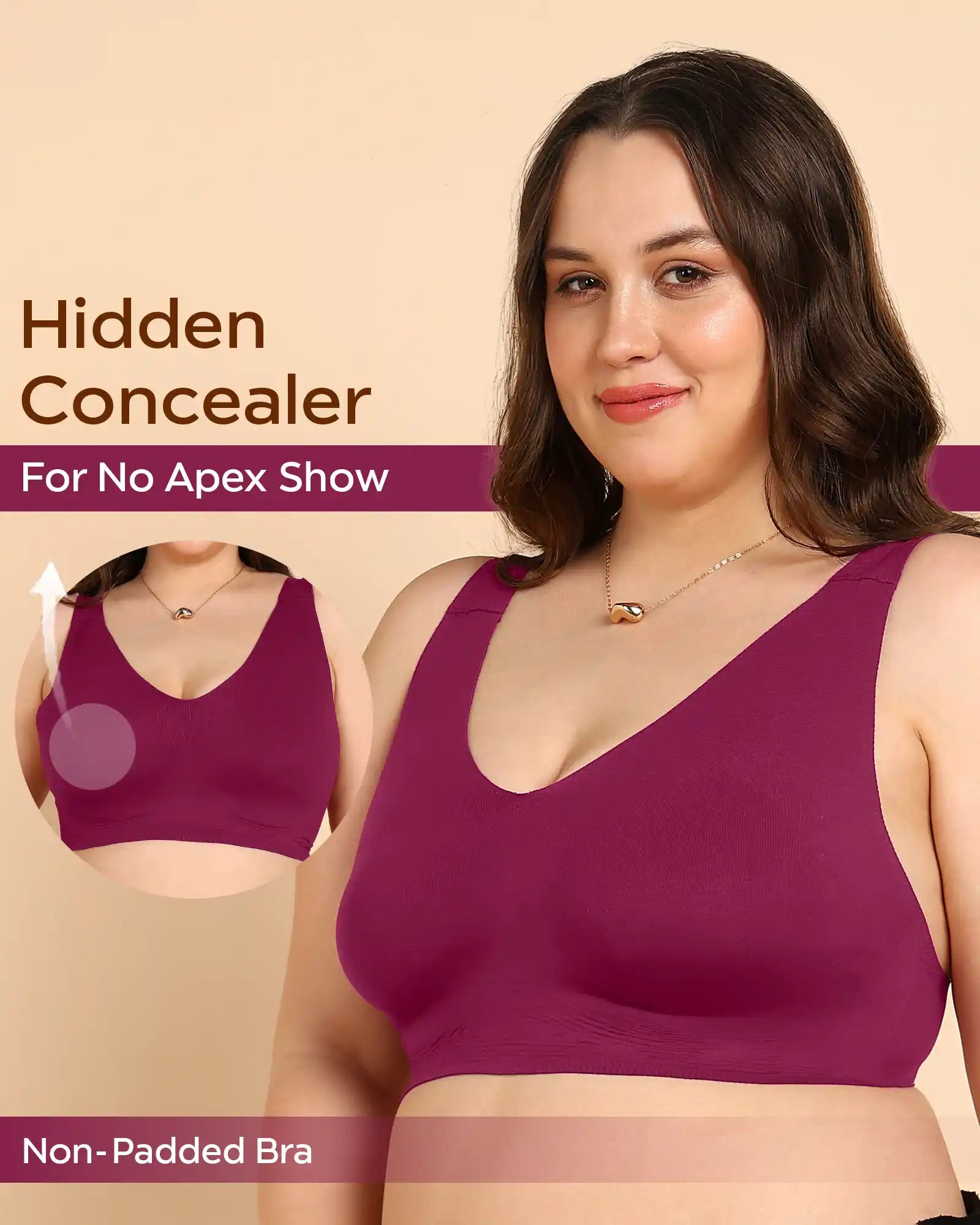 Swanz  Bonded Breathable Cotton Non-Padded Full-Coverage Bra with Hidden Concealer (SB-935)