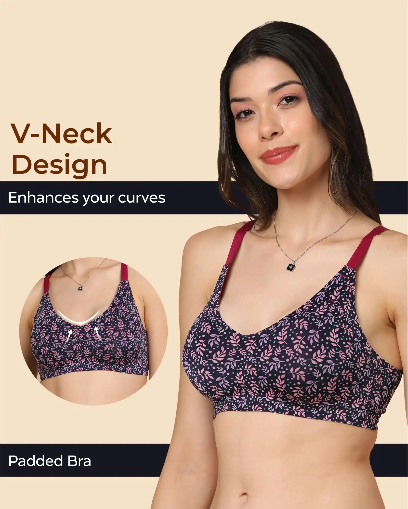 Swanz  Bonded Printed Full-Coverage Padded Bra (SB-68 PR)