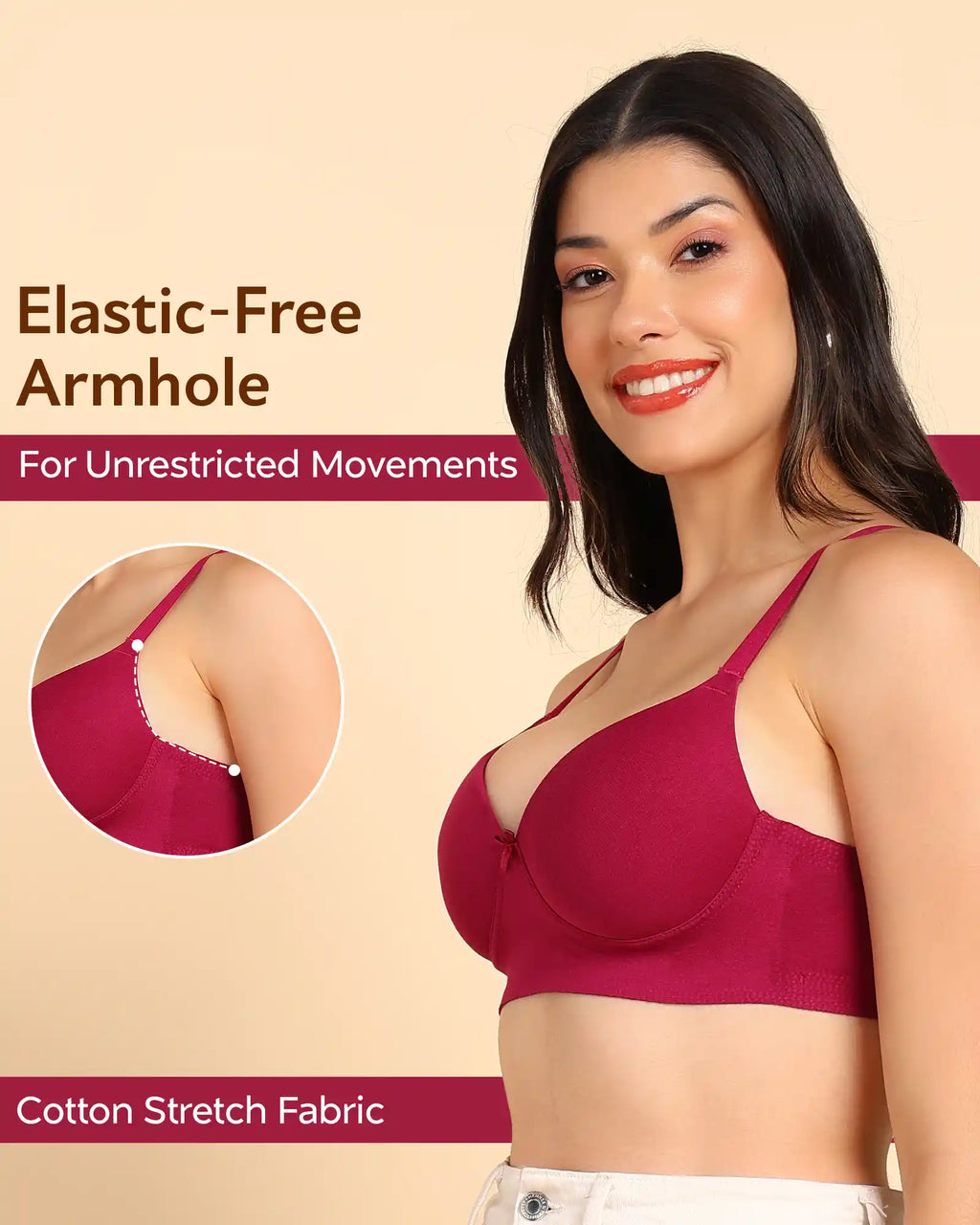 Swanz  Bonded Breathable Cotton Push-Up 3/4-Coverage Bra (Level 3 Padding) (SB-93510)