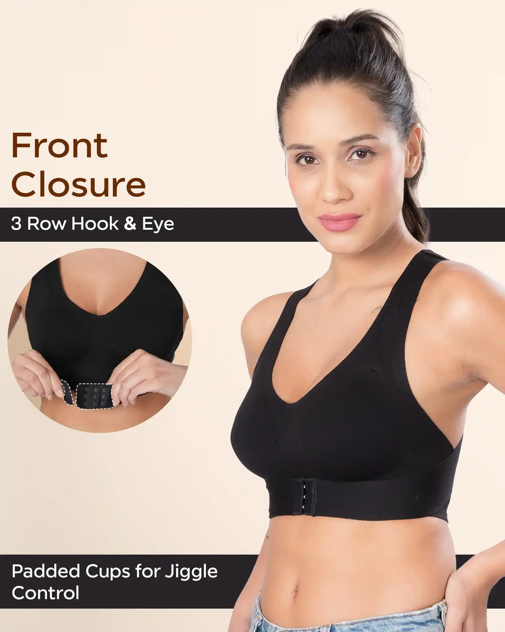 Swanz  Bonded Breathable Cotton Padded Gym Bra with Posture Support (SB-997)