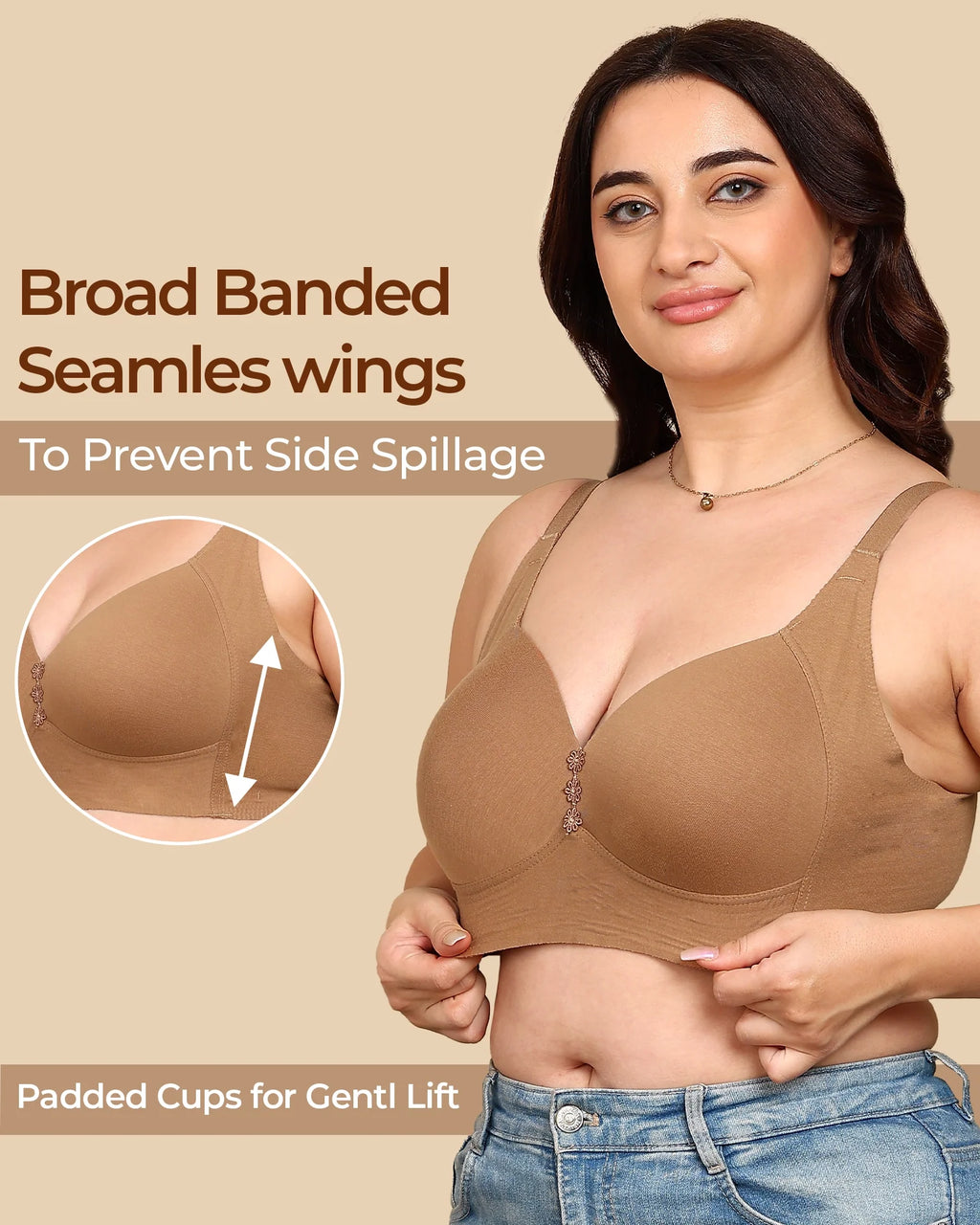 Swanz  Bonded Breathable Cotton Plus-Size Padded M-Frame Minimiser (SB-9203)
