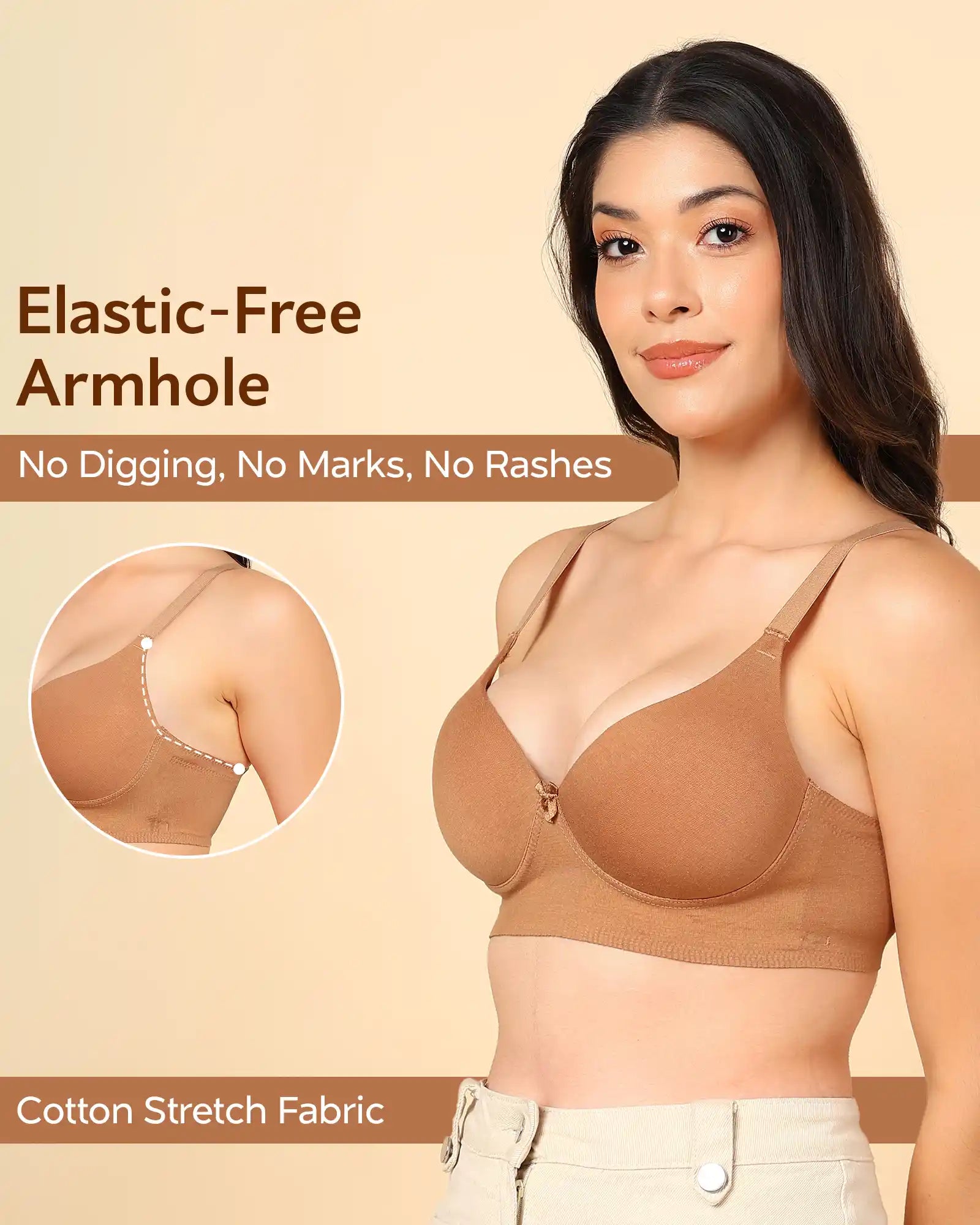 Swanz  Bonded Breathable Cotton Push-Up 3/4-Coverage Maximiser Bra (Level 2 Padding) (SB-97015)