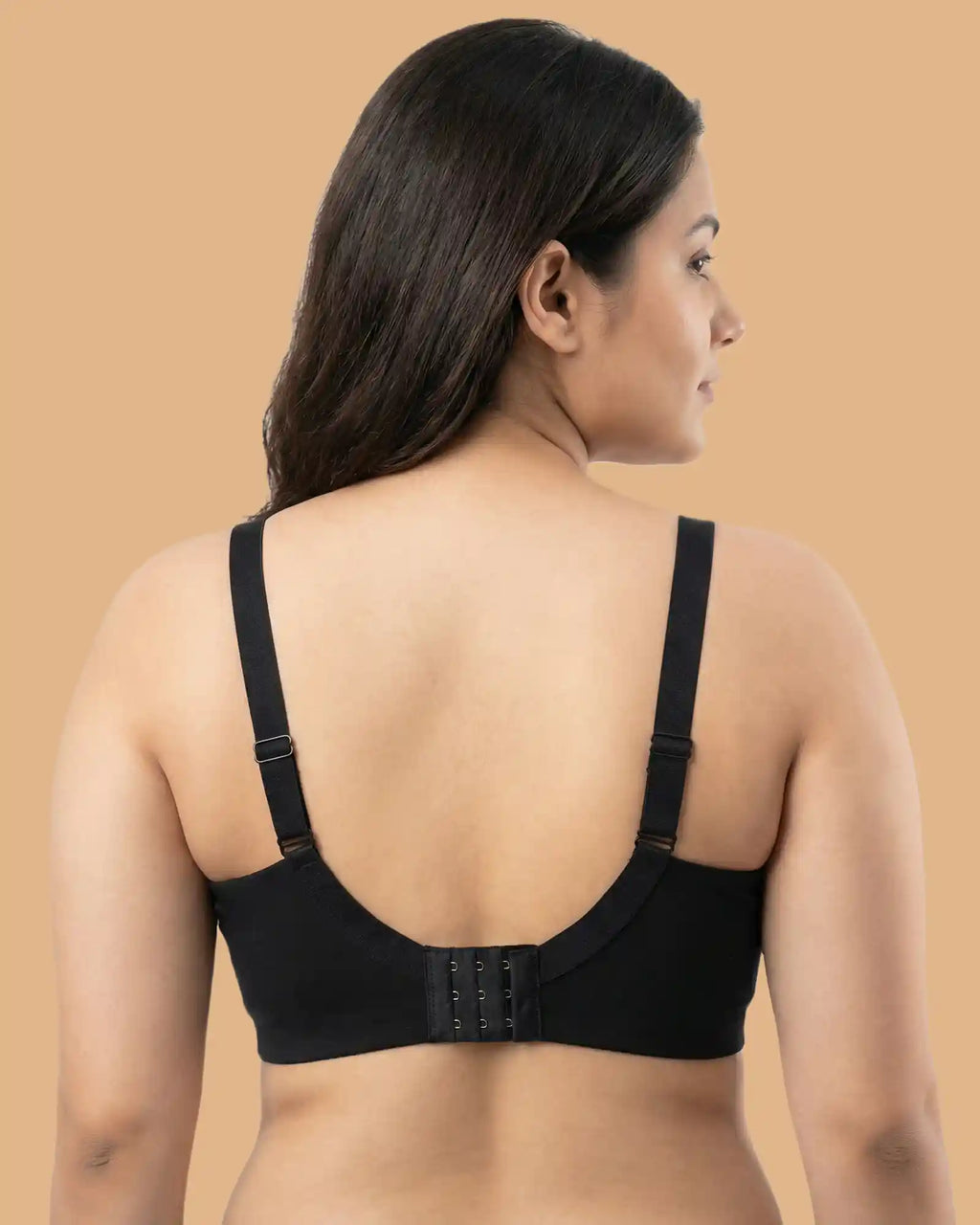 Cotton Non-Padded Plus-Size M-Frame Minimiser Bonded Bra (SB-9303)(Black)