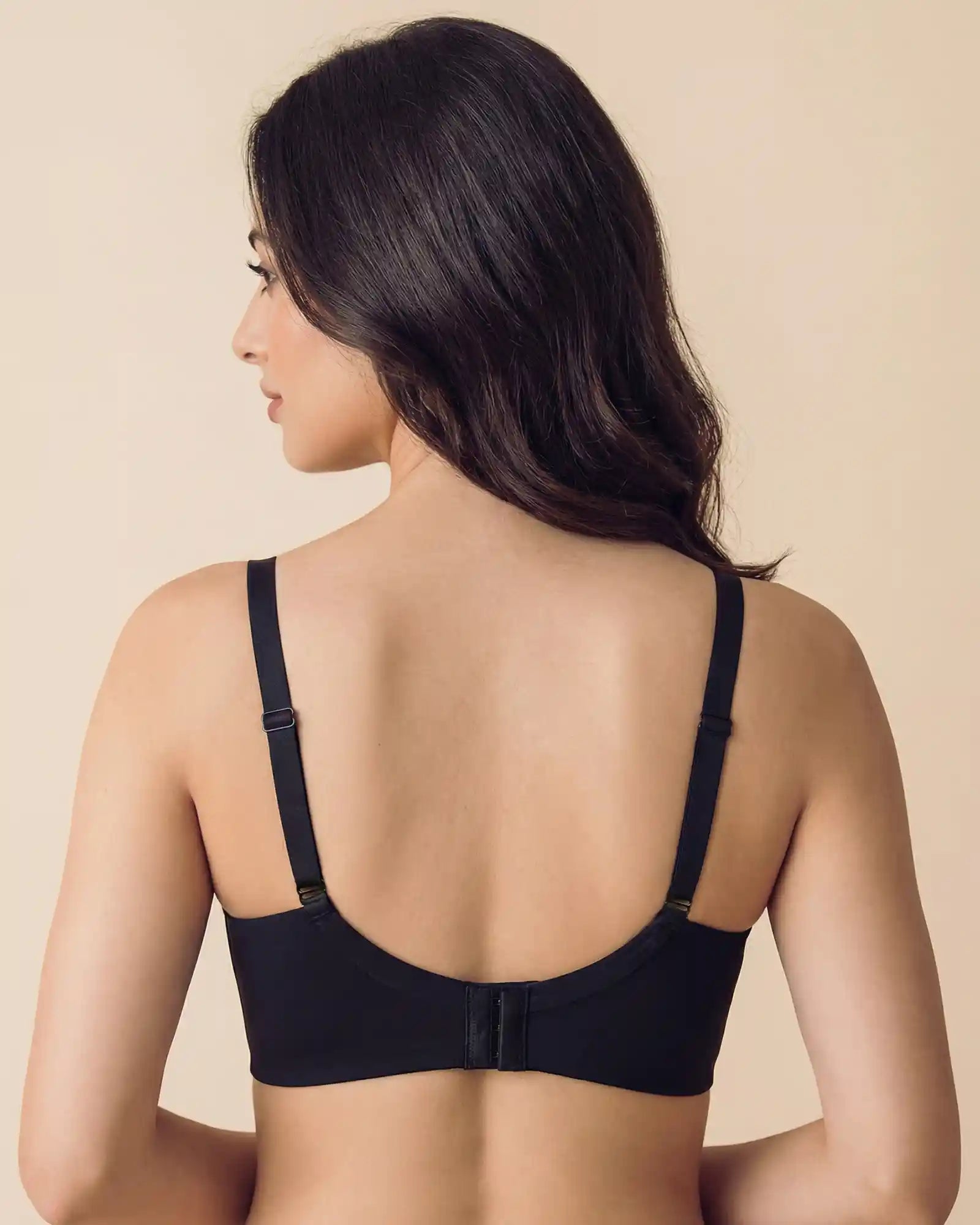 Cotton Padded Demi-Cup Bonded Bra (SB-91012)(Black)
