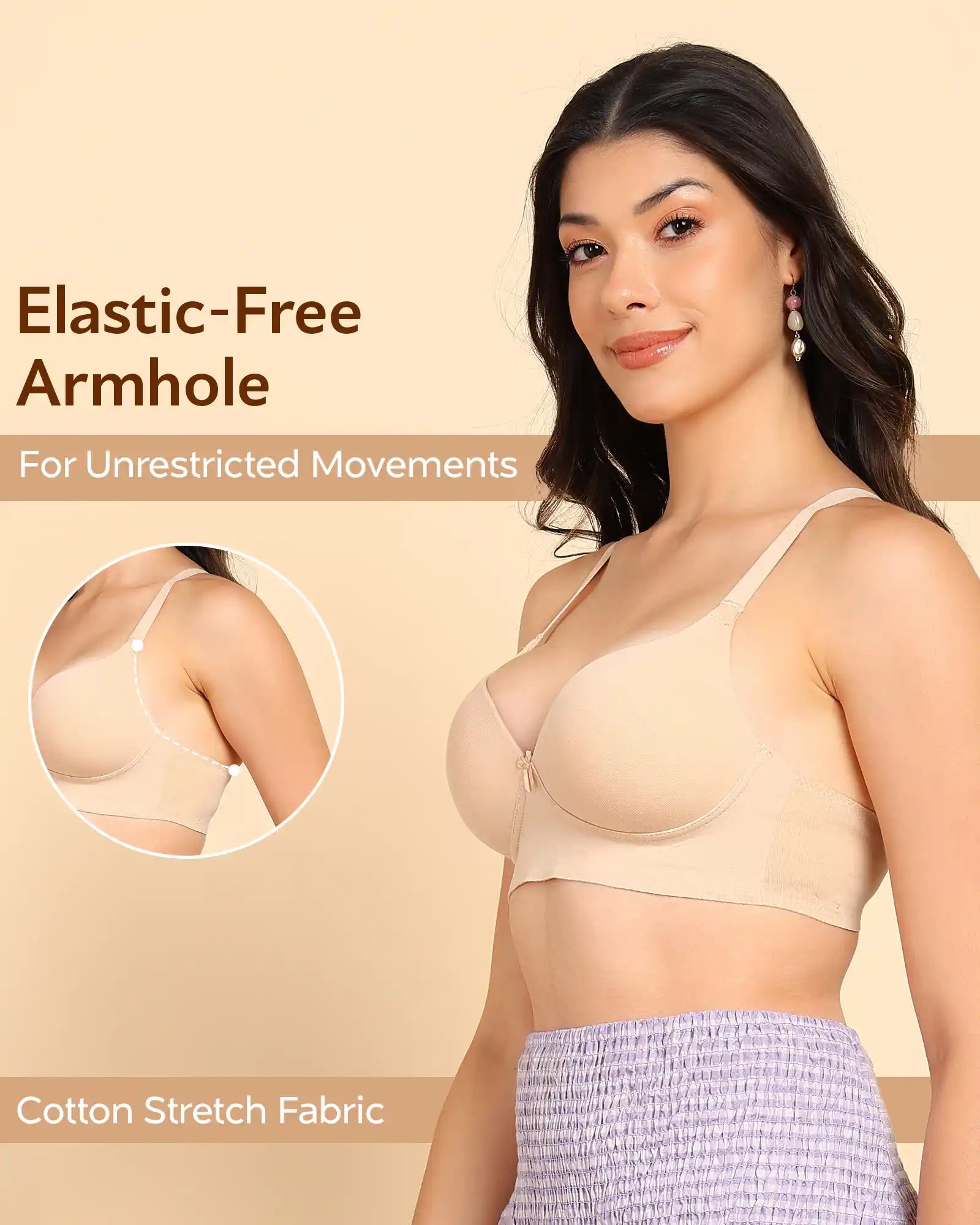Swanz  Bonded Breathable Cotton Push-Up 3/4-Coverage Bra (Level 3 Padding) (SB-93510)