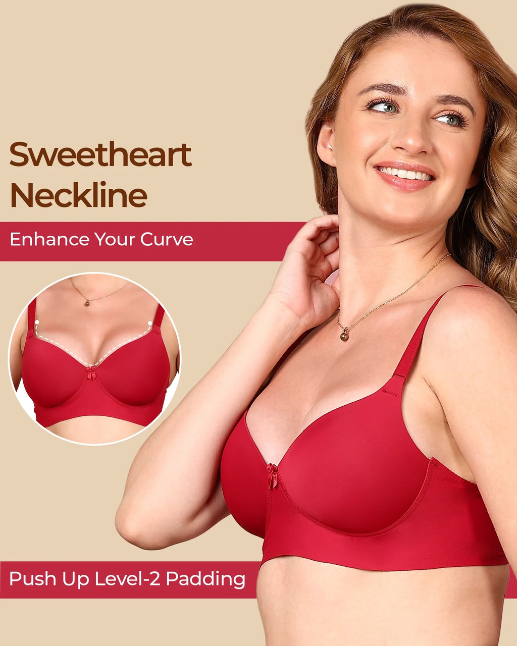 Swanz  Bonded Polyamide Push-Up 3/4 Coverage Maximiser Bra (Level 2 Padding) (SB-95107)