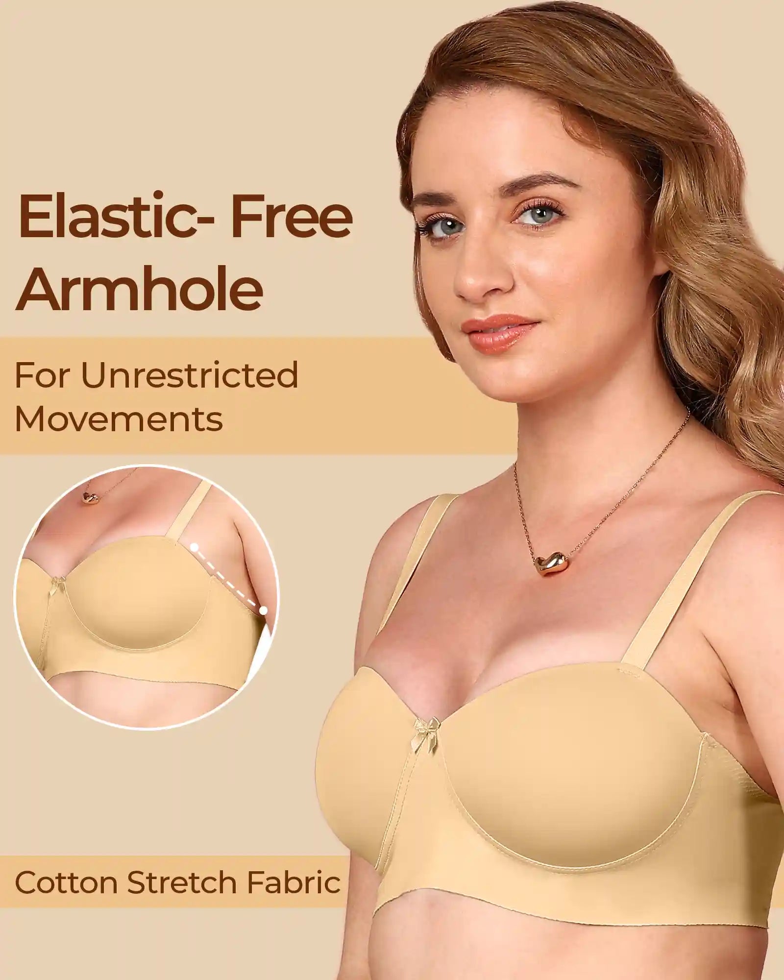 Swanz  Bonded Demi-Cup Padded Cotton Spandex Bra (SB-91012)