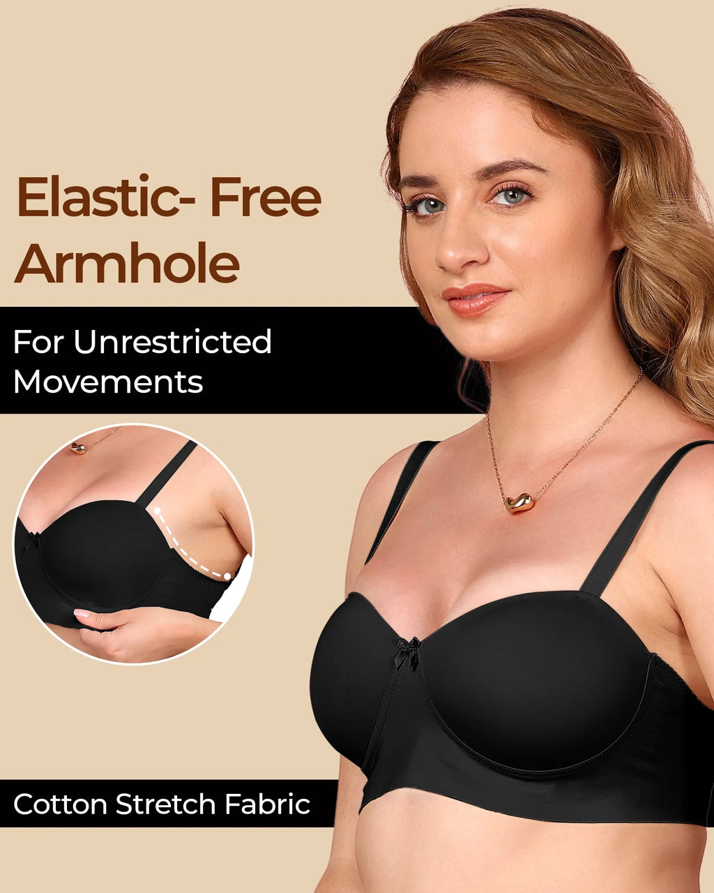 Swanz  Bonded Demi-Cup Padded Cotton Spandex Bra (SB-91012)