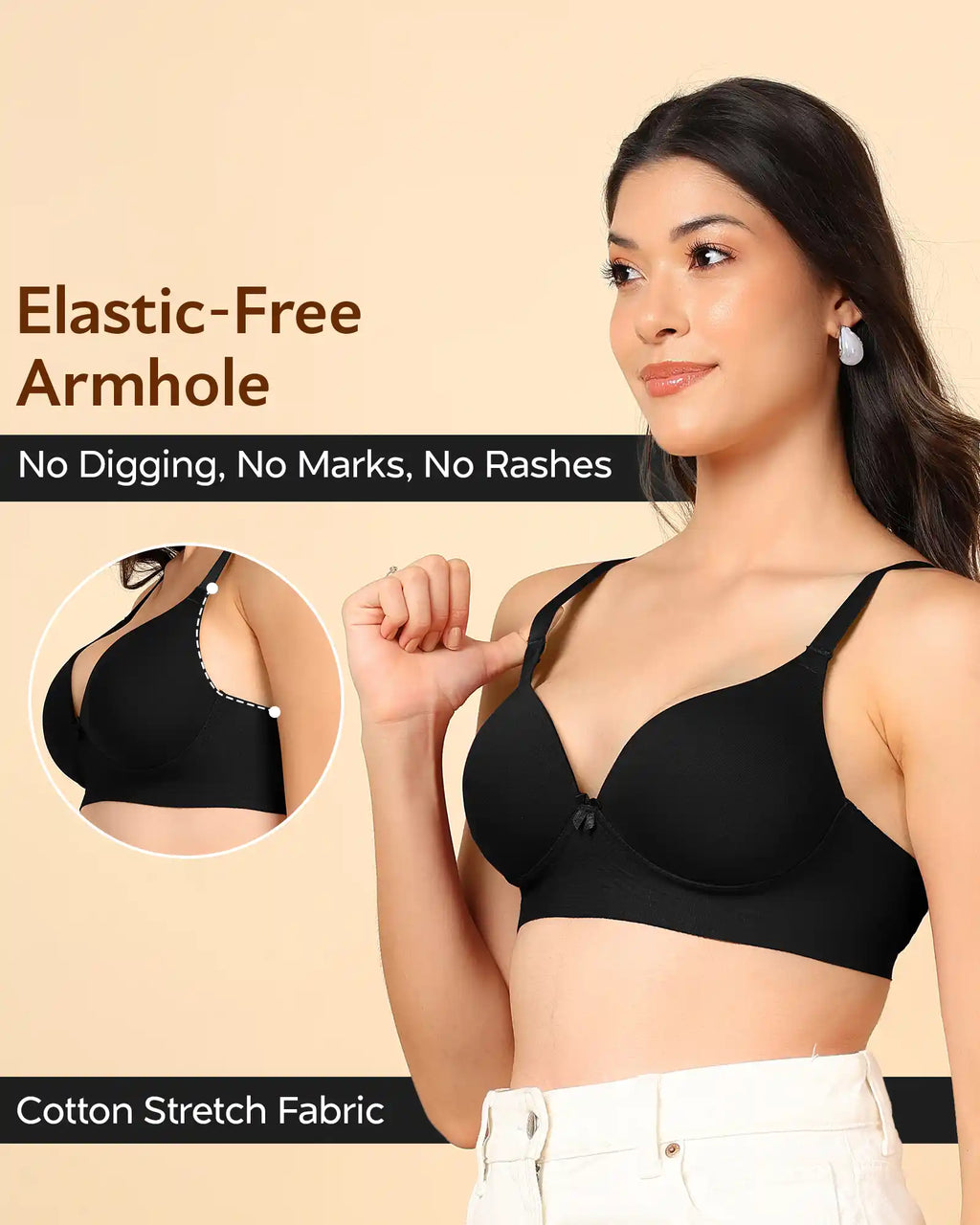 Swanz  Bonded Breathable Cotton Push-Up 3/4-Coverage Maximiser Bra (Level 2 Padding) (SB-97015)