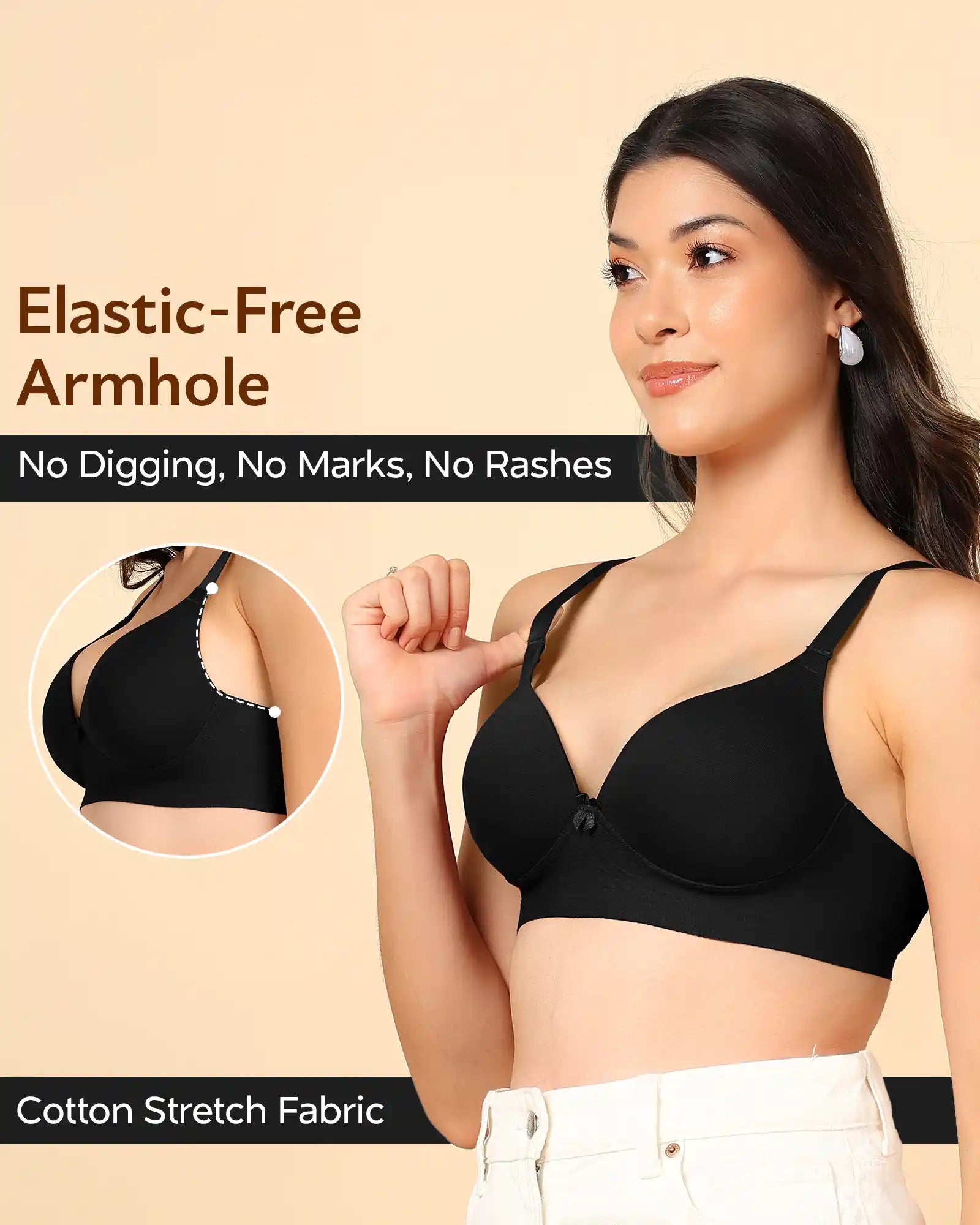 Swanz  Bonded Breathable Cotton Push-Up 3/4-Coverage Maximiser Bra (Level 2 Padding) (SB-97015)