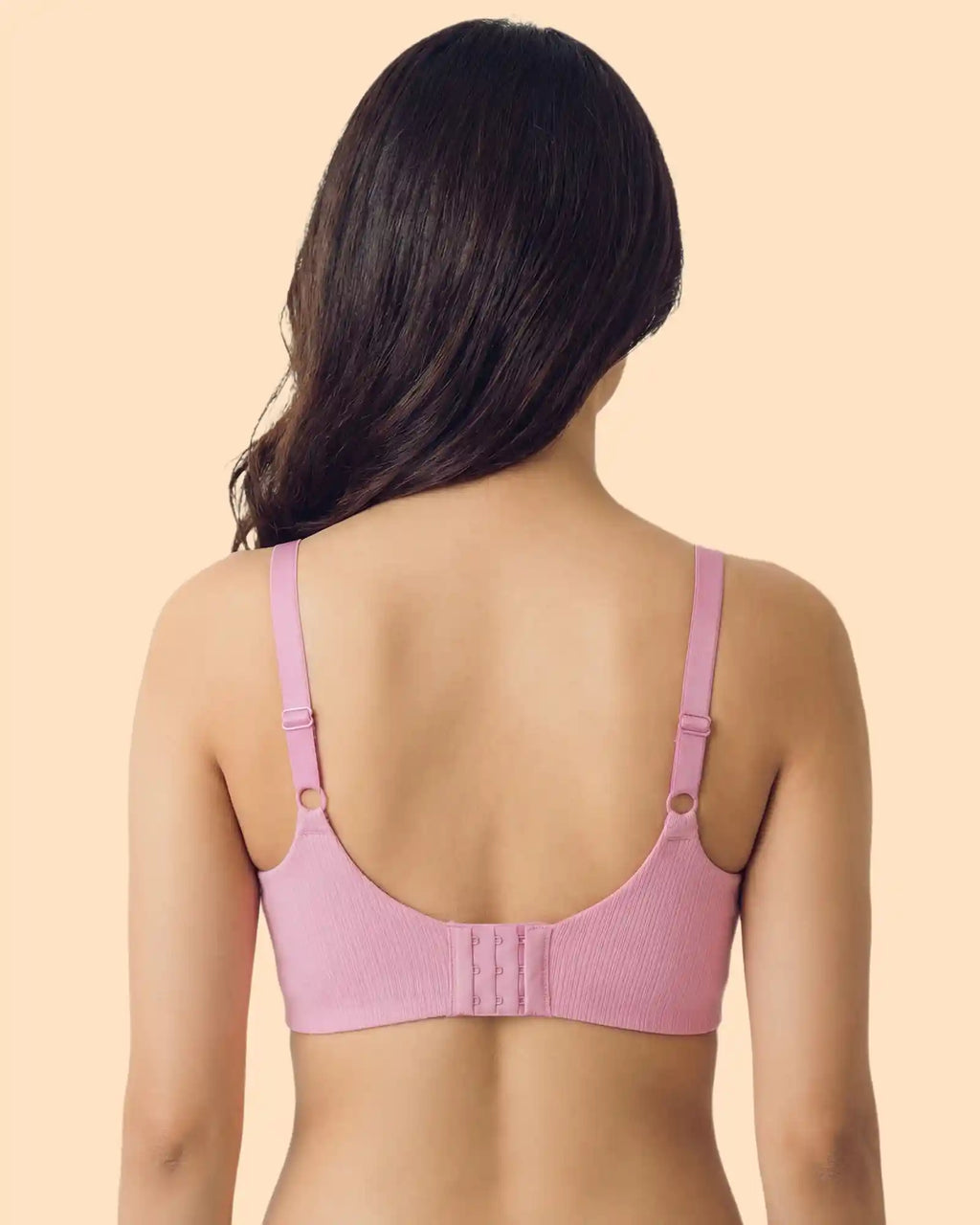 Ribbed Polyamide Padded Bonded Bra  (SB-998)(Pink)