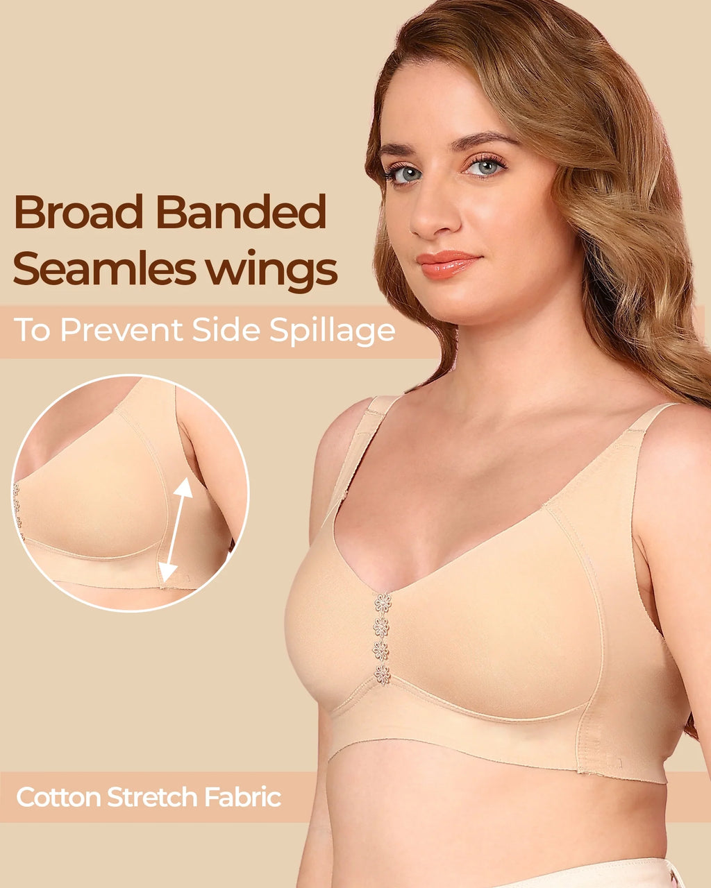 Swanz  Bonded Breathable Cotton Plus-Size Non-Padded M-Frame Minimiser with Hidden Concealer (SB-9303)