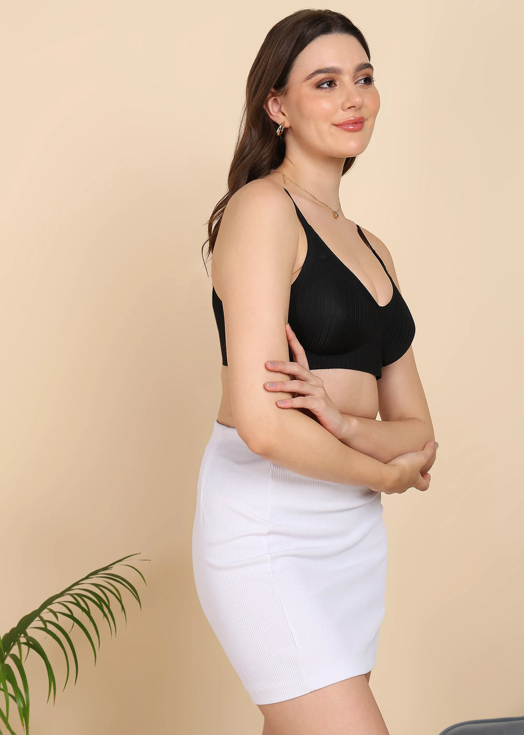 Swanz  Bonded Designer Fabric Padded Seamless Bra (SB-998)