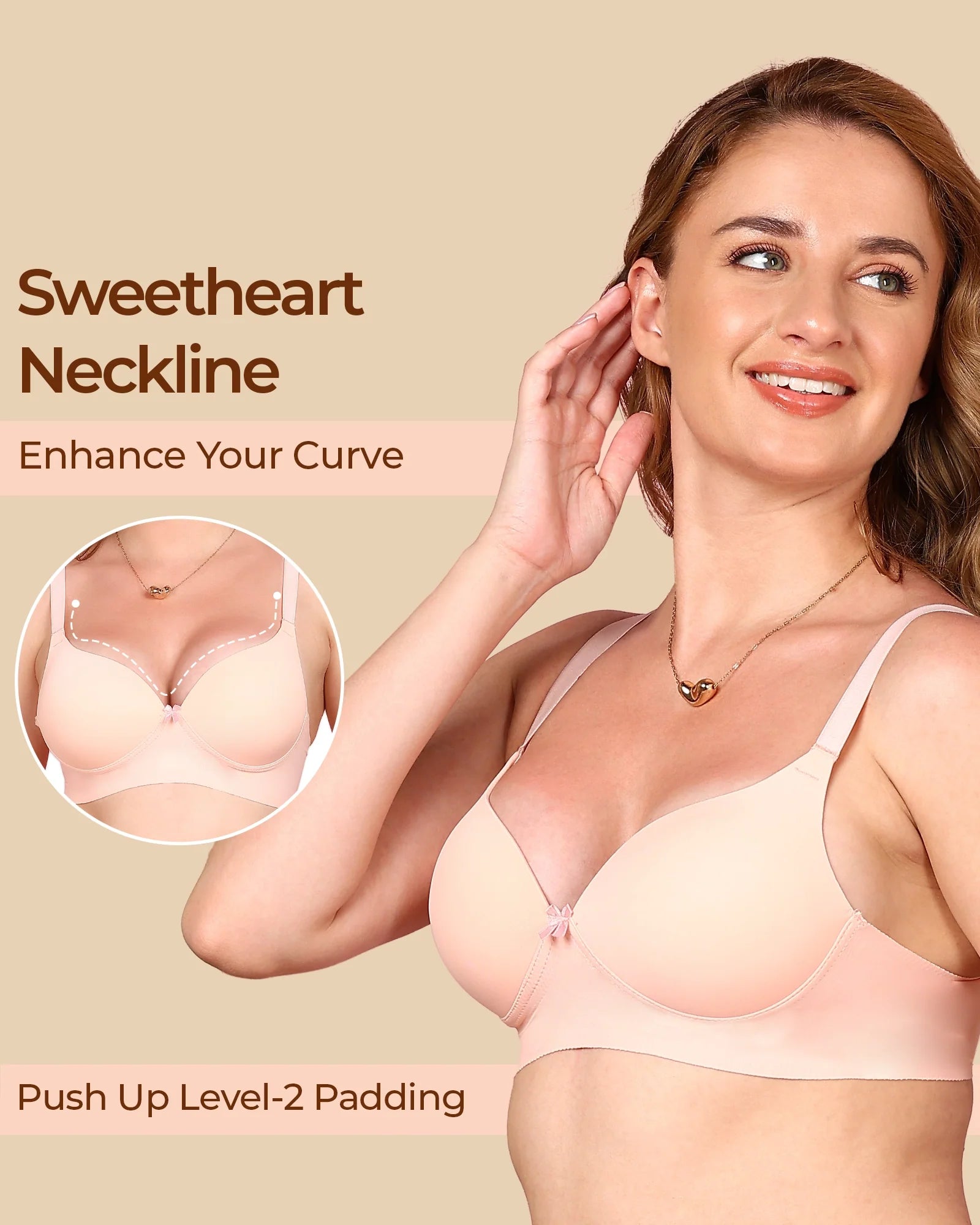Swanz  Bonded Polyamide Push-Up 3/4 Coverage Maximiser Bra (Level 2 Padding) (SB-95107)