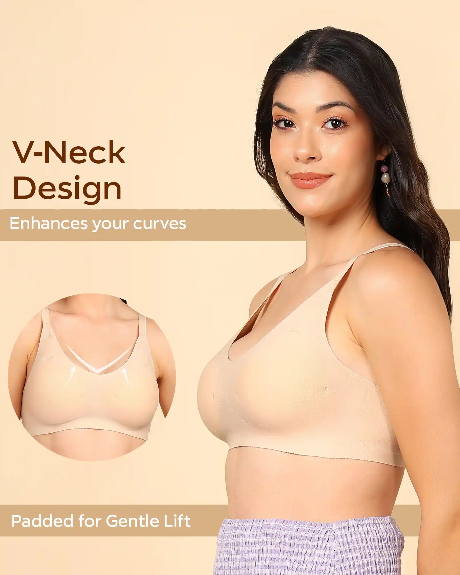 Swanz  Bonded Breathable Cotton Padded Full-Coverage Bra (SB-938-Skin)