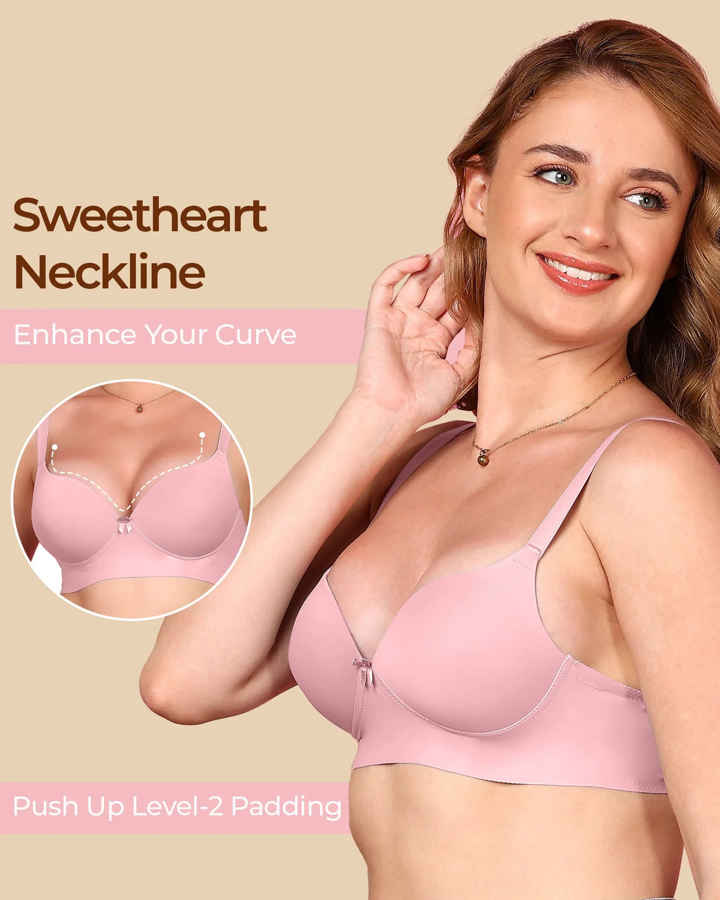 Swanz  Bonded Polyamide Push-Up 3/4 Coverage Maximiser Bra (Level 2 Padding) (SB-95107) (Plum)