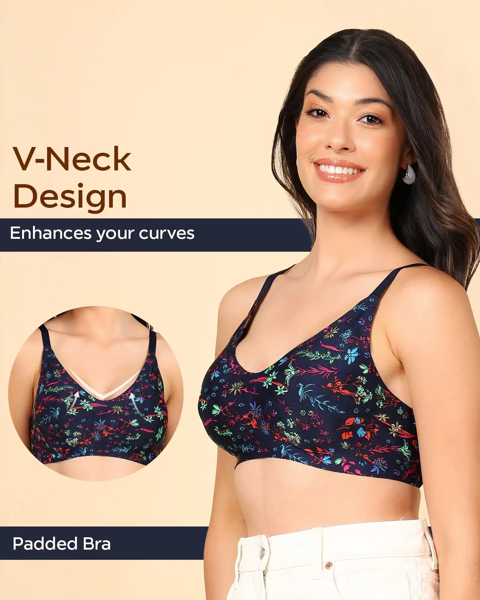 Swanz  Bonded Printed Full-Coverage Padded Bra (SB-68 PR)