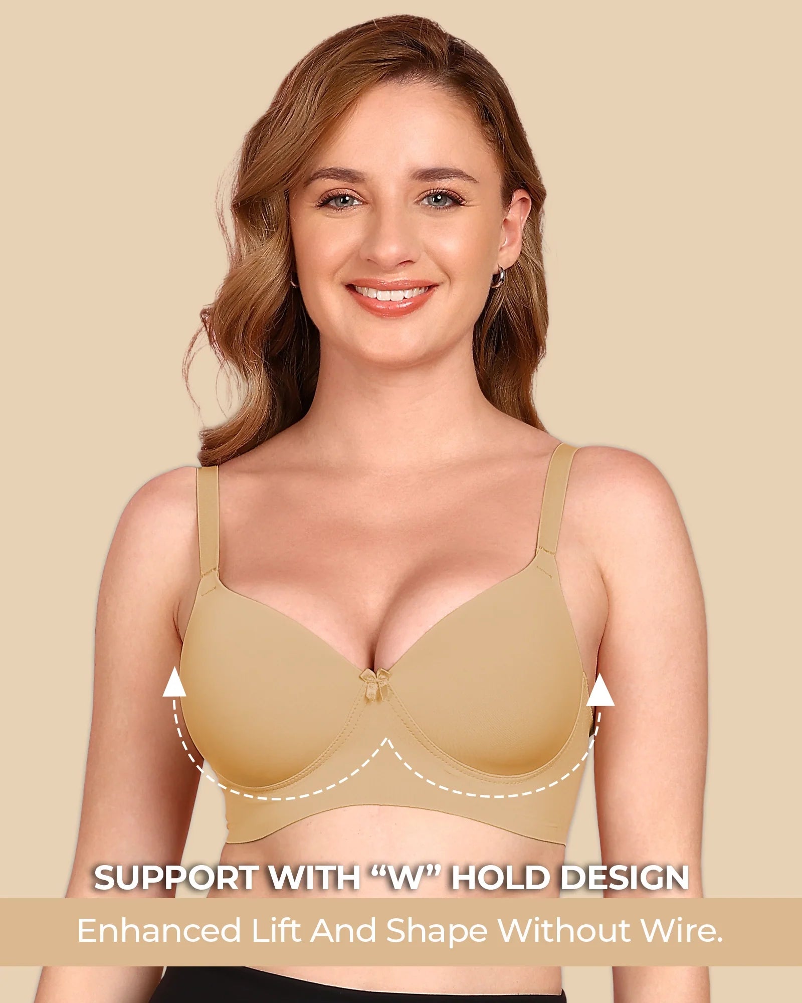 Swanz  Bonded Polyamide Lightly Padded Bra (Level 1 Padding) (SB-95991) (Fawn)