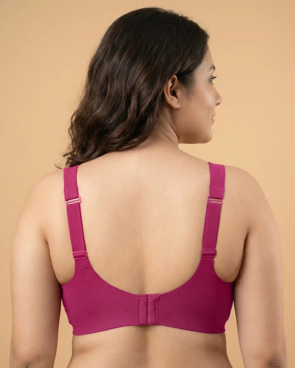 Cotton Non-Padded Plus-Size Bonded Bra with Hidden Concealer (SB-915-Wine)