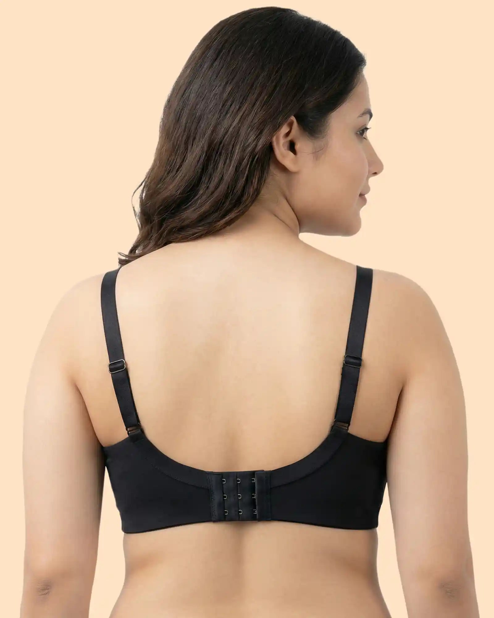 Cotton Padded Plus-Size M-Frame Minimiser Bonded Bra (SB-9203)(Black)