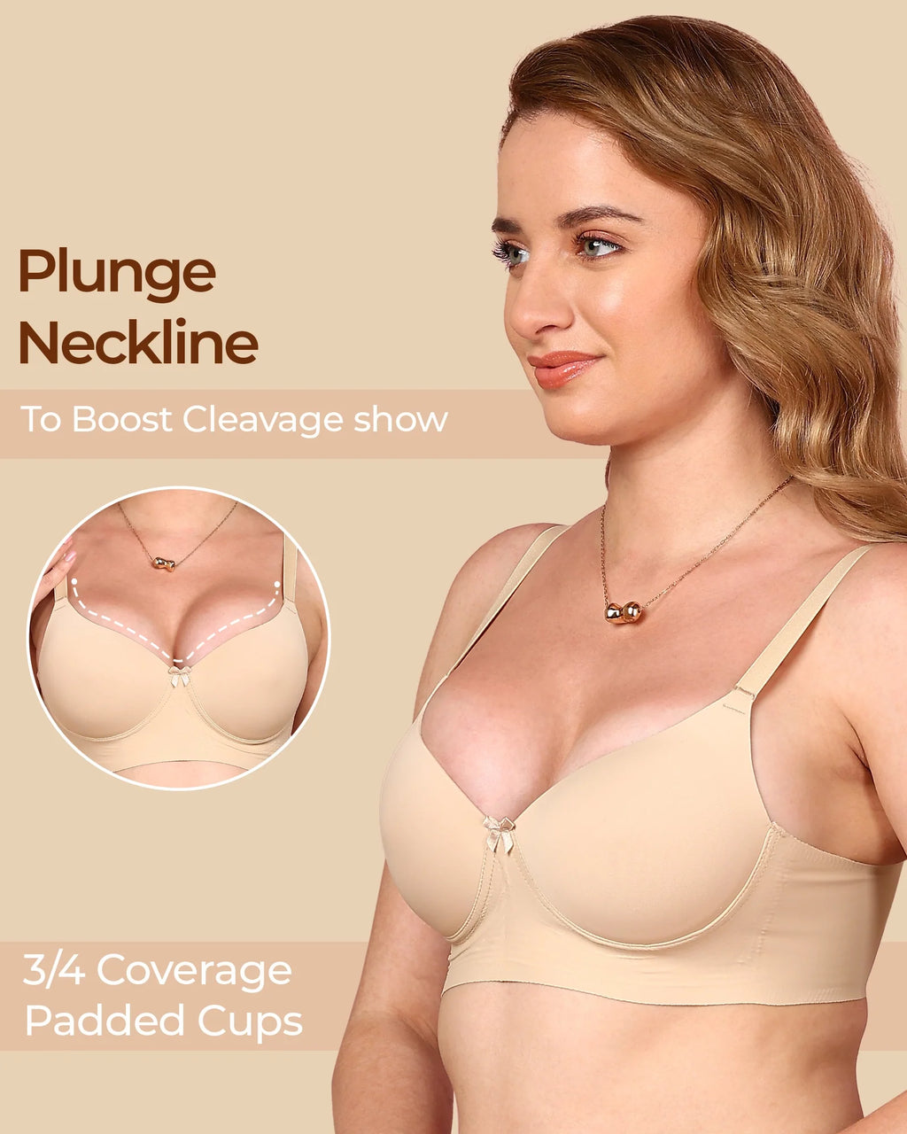 Swanz  Bonded Polyamide Push-Up 3/4 Coverage Bra (Level 3 Padding) (SB-95301)