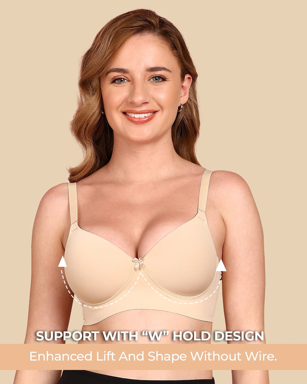 Swanz  Bonded Polyamide Lightly Padded Bra (Level 1 Padding) (SB-95991) (Skin)