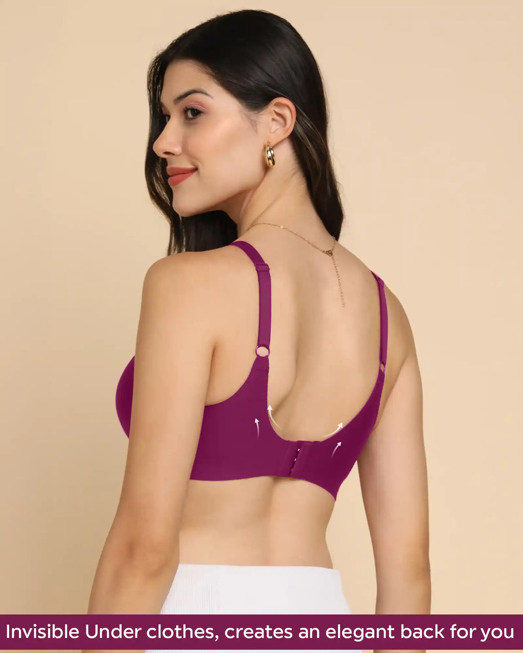Swanz  Bonded Breathable Cotton Non-Padded Full-Coverage Bra with Hidden Concealer (SB-935-Wine)