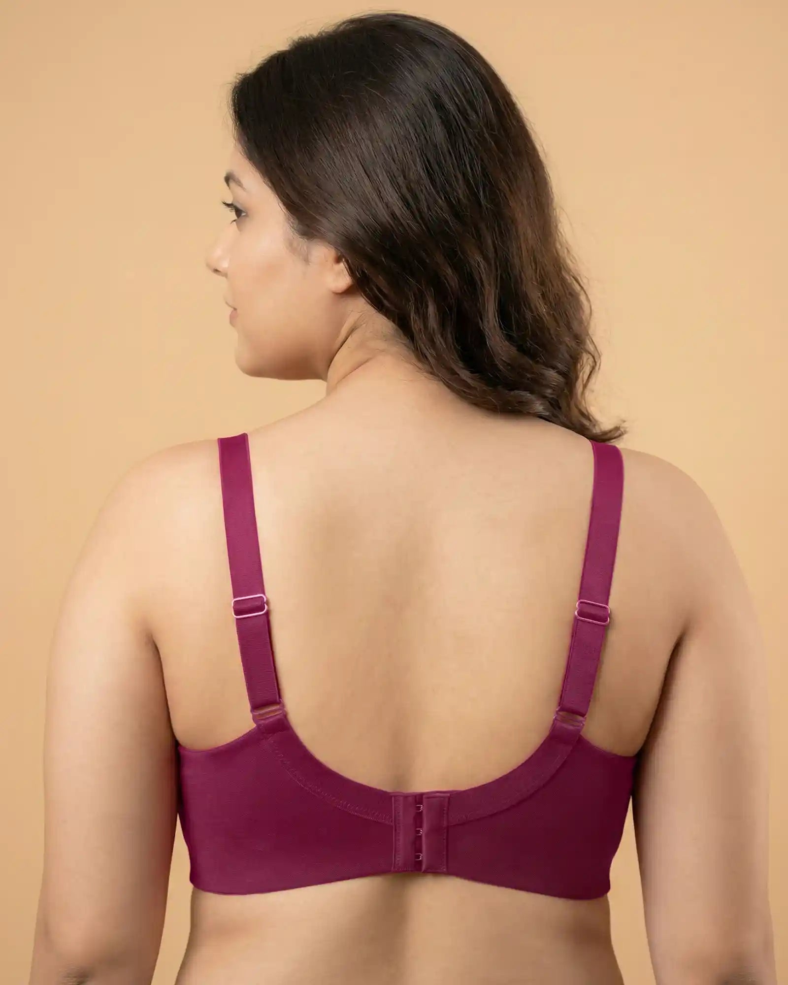 Cotton Non-Padded Plus-Size M-Frame Minimiser Bonded Bra (SB-9303)(Wine)