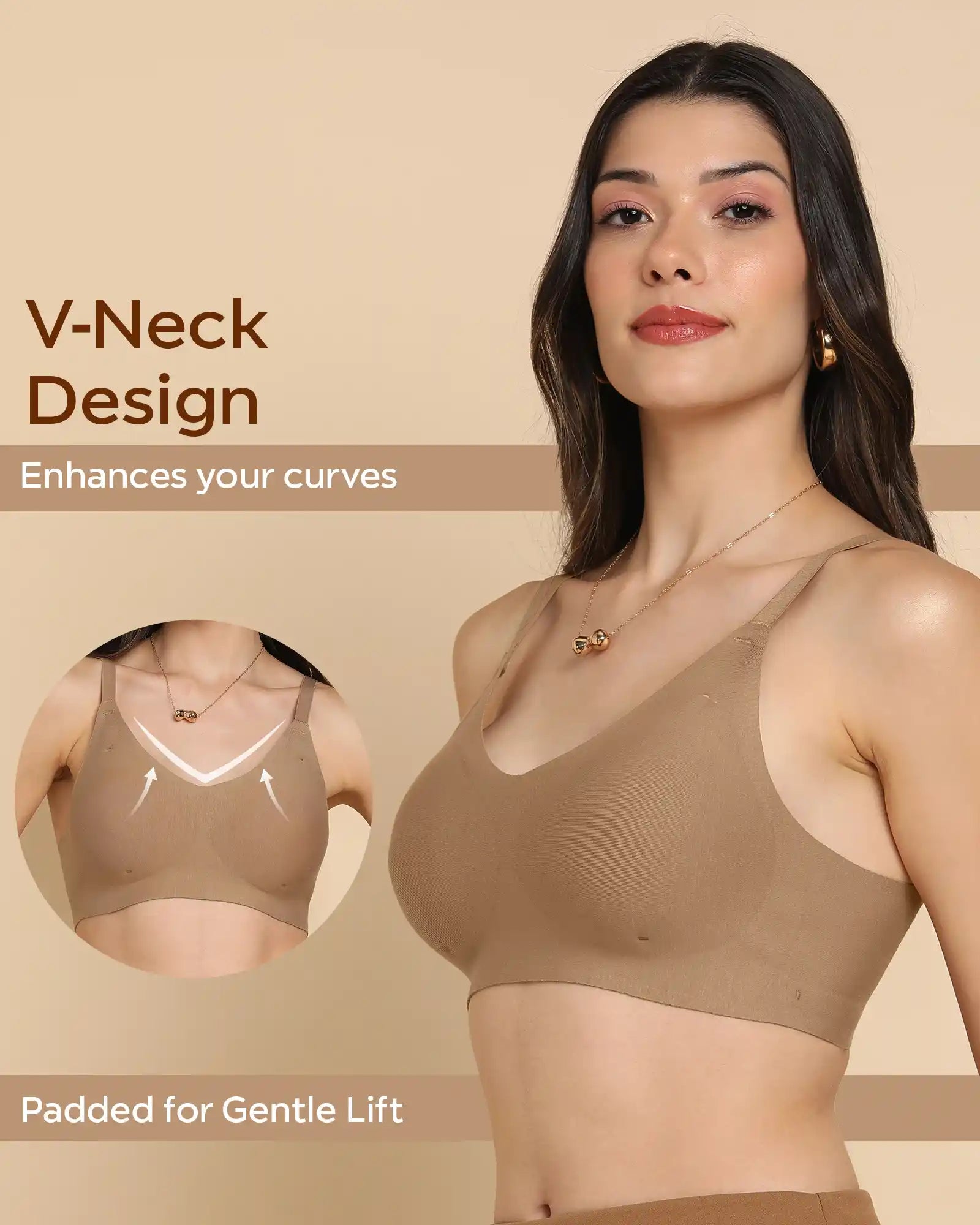 Swanz  Bonded Breathable Cotton Padded Full-Coverage Bra (SB-938-Fawn)
