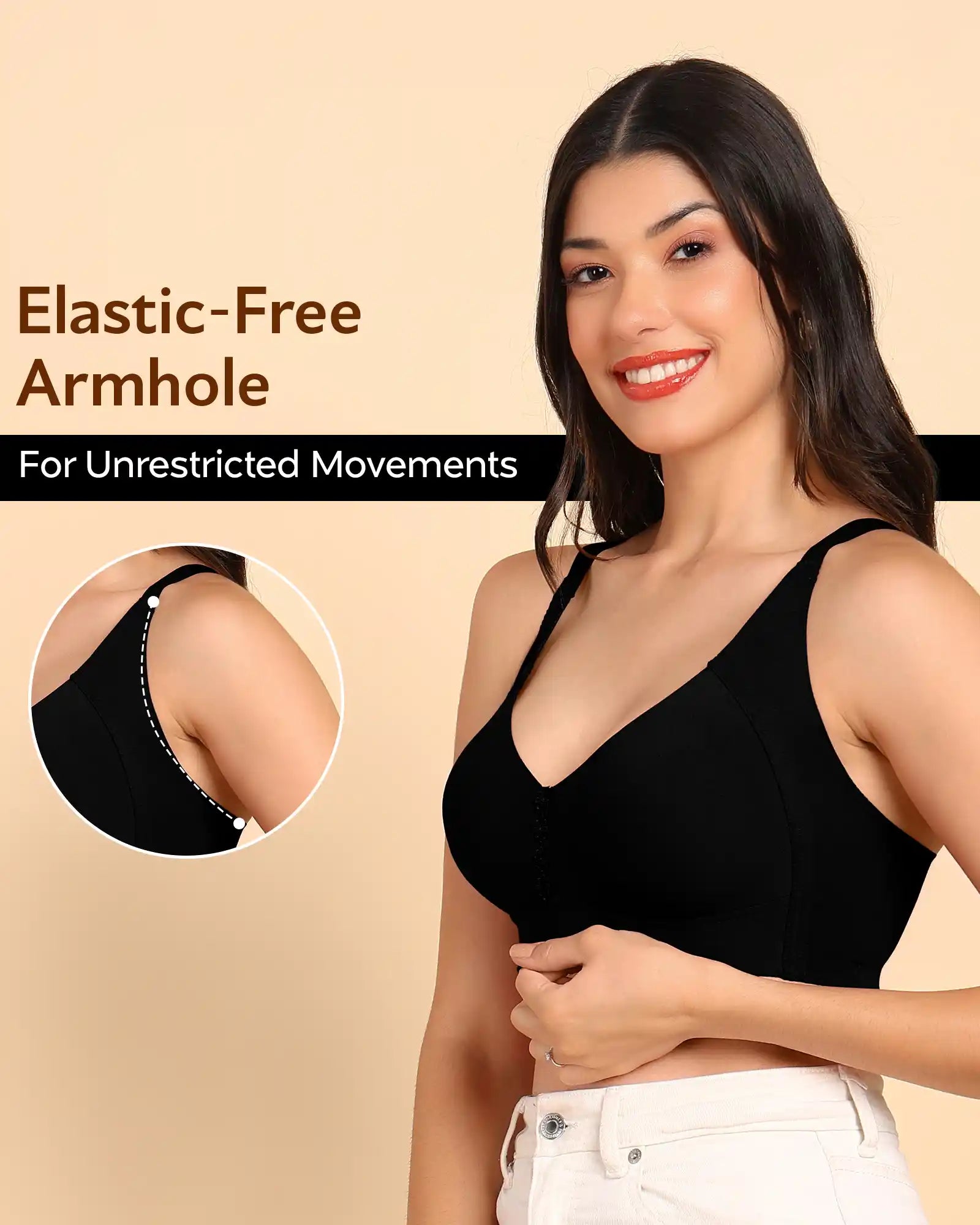 Swanz  Bonded Breathable Cotton Plus-Size Non-Padded M-Frame Minimiser with Hidden Concealer (SB-9303)