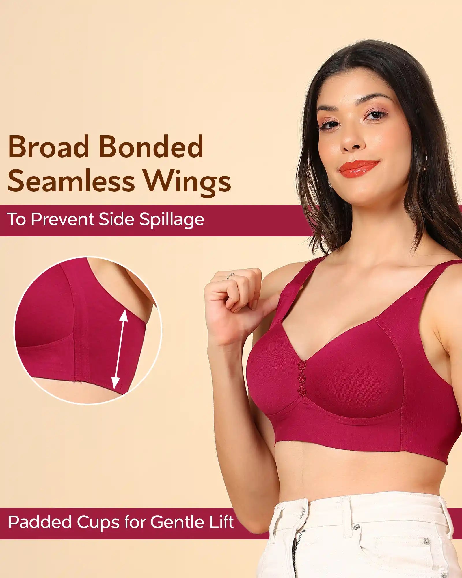 Swanz  Bonded Breathable Cotton Plus-Size Padded M-Frame Minimiser (SB-9203)