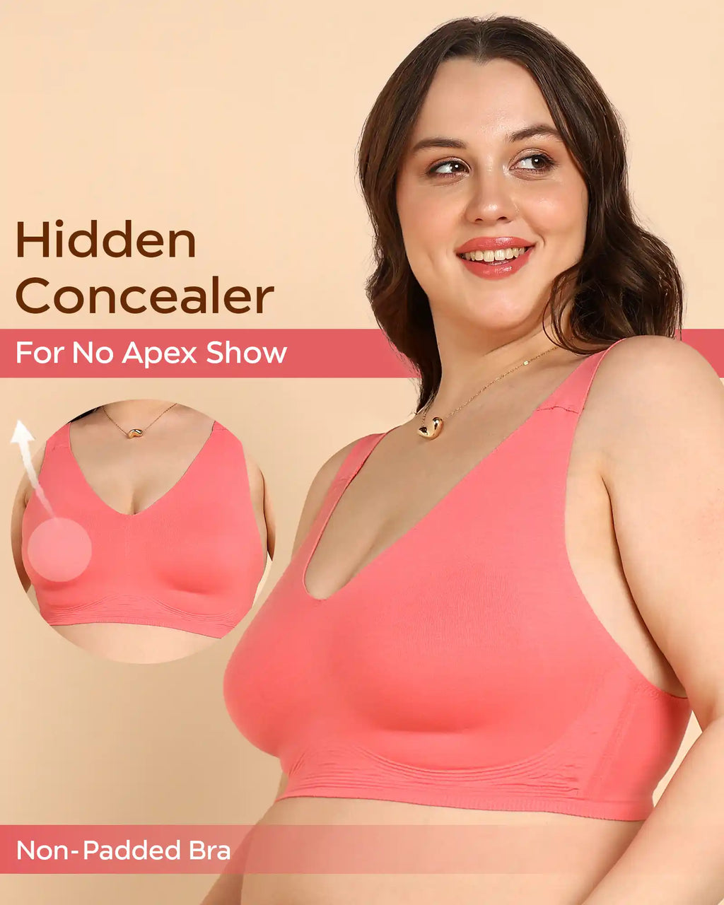 Swanz  Bonded Breathable Cotton Non-Padded Full-Coverage Bra with Hidden Concealer (SB-935)
