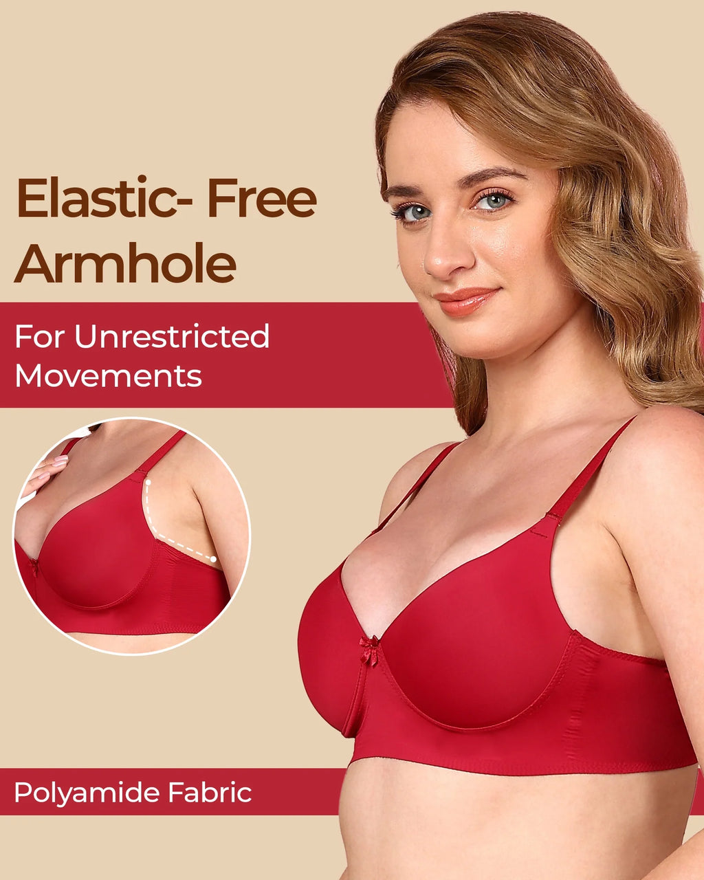 Swanz  Bonded Polyamide Push-Up 3/4 Coverage Bra (Level 3 Padding) (SB-95301)